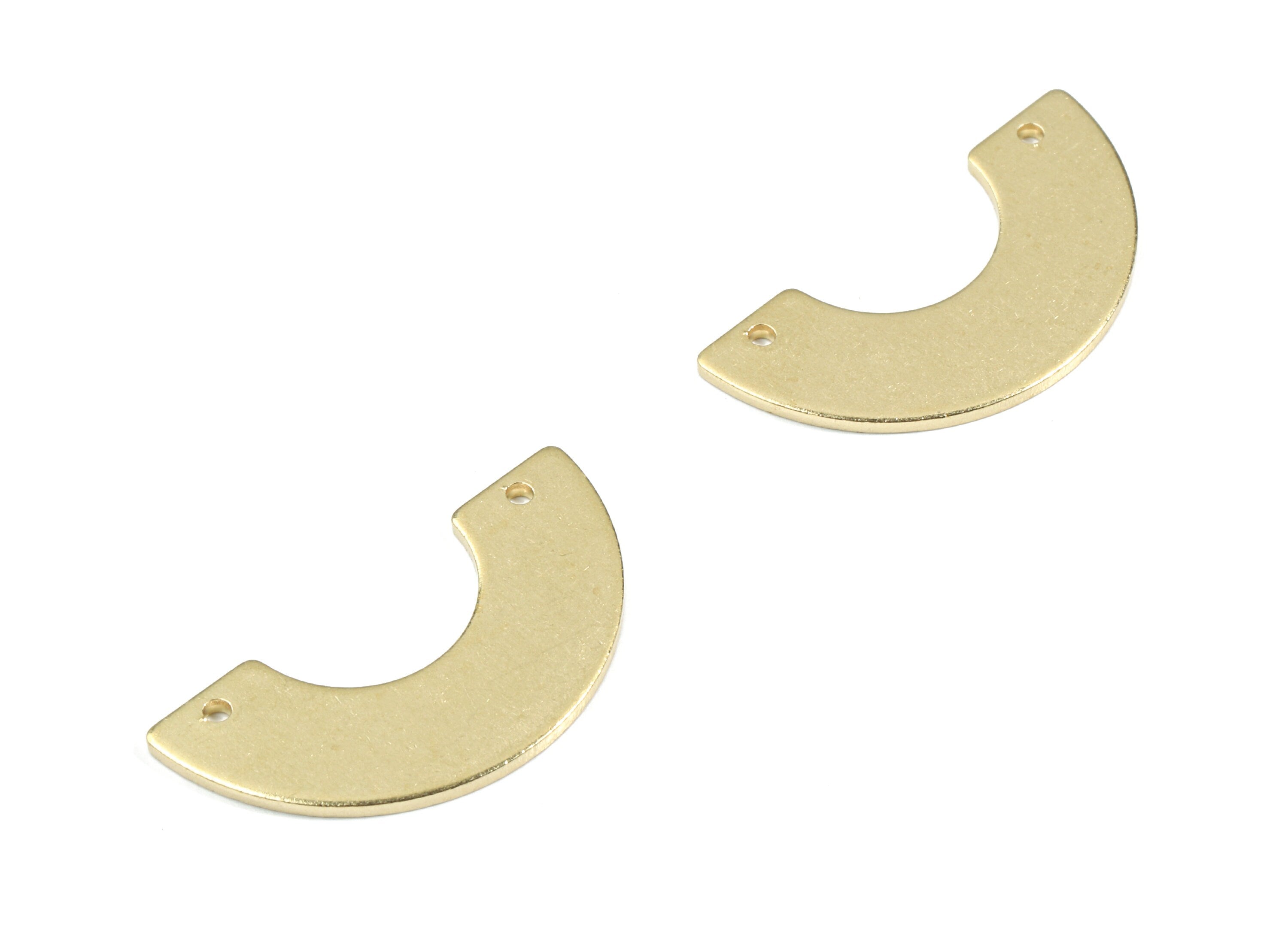 Brass Semi Circle Earring Connector - Raw Brass Half Moon Necklace Connector - Brass 2 Hole Connector - 29.95x15.04x1.21mm - PP3375 - DOMEDBAZAAR