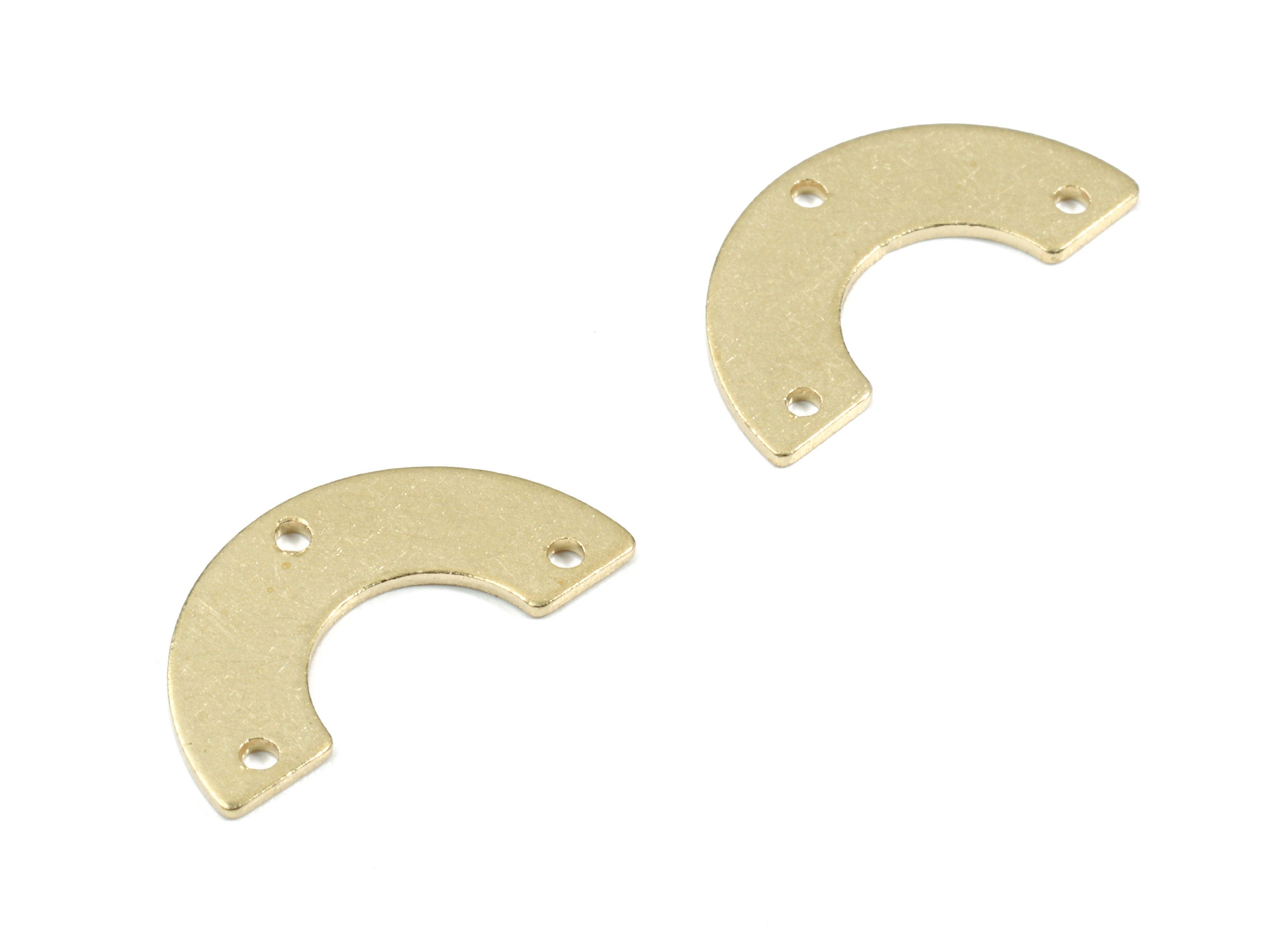 Brass Semi Circle Earring Connector - Raw Brass Half Moon Necklace Connector - Brass 3 Hole Connector - 19.13x9.71x0.8mm - PP3379 - DOMEDBAZAAR