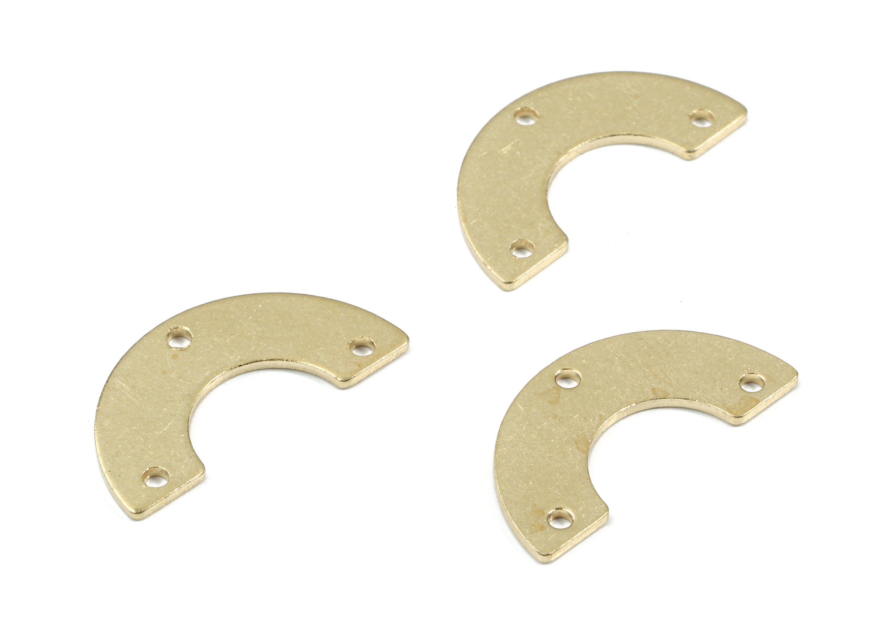 Brass Semi Circle Earring Connector - Raw Brass Half Moon Necklace Connector - Brass 3 Hole Connector - 19.13x9.71x0.8mm - PP3379 - DOMEDBAZAAR