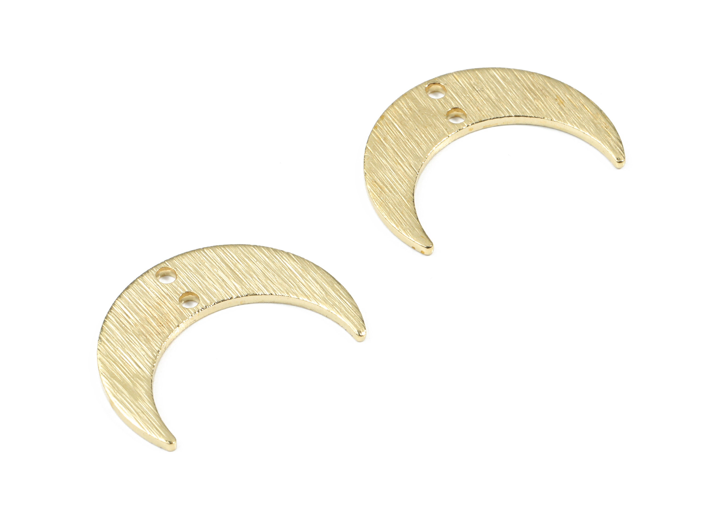 Brass Crescent Connector For Earring - Raw Brass Textured Moon Connector For Necklace - Brass 2 Hole Connector - 20.59x15.22x1mm - PP3388 - DOMEDBAZAAR