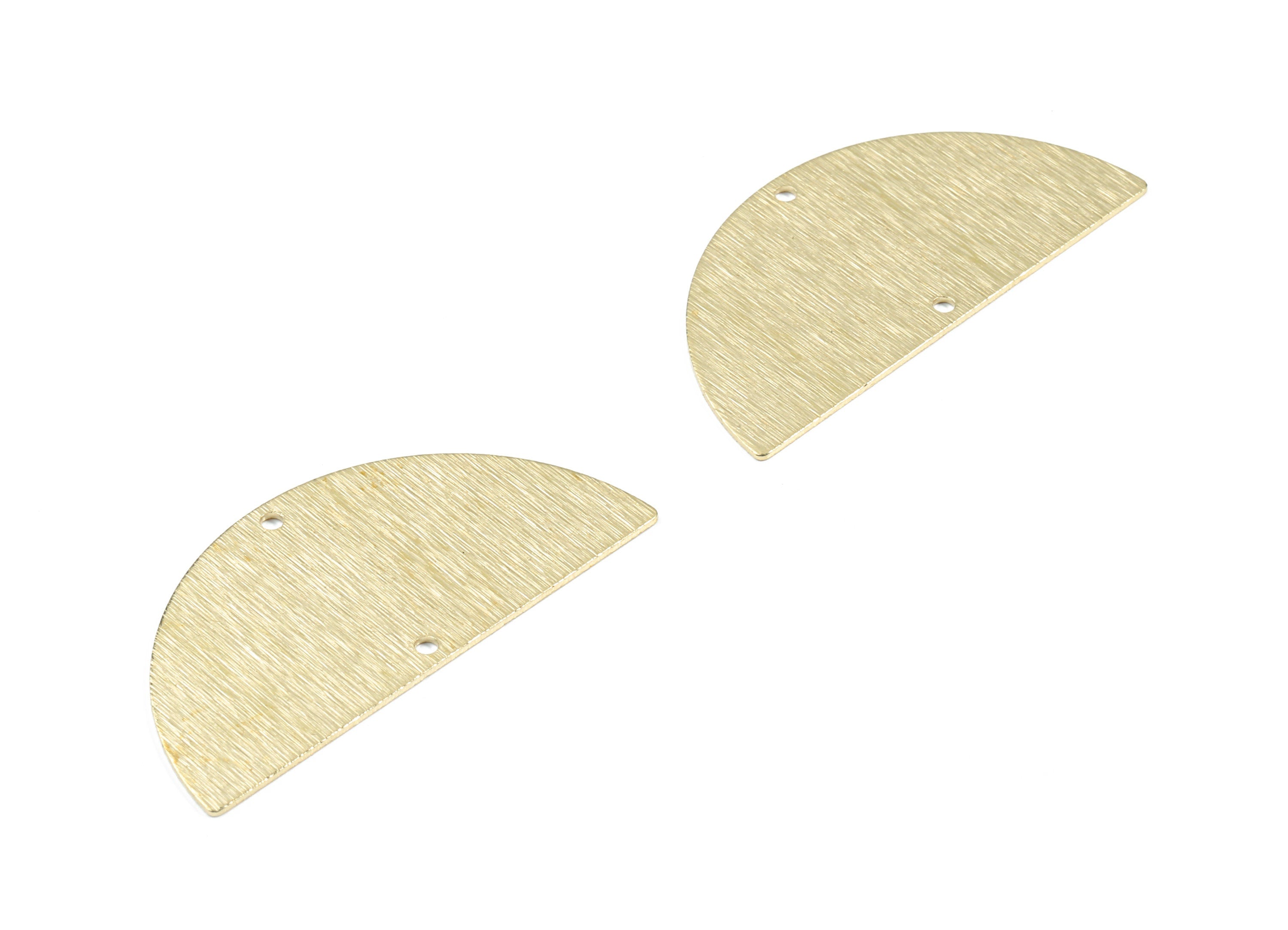 Brass Semi Circle Connector - Raw Brass Half Moon Connector - Textured Brass Moon For Earring Necklace - 2 Hole - 49.9x24.02x0.84mm - PP3391 - DOMEDBAZAAR