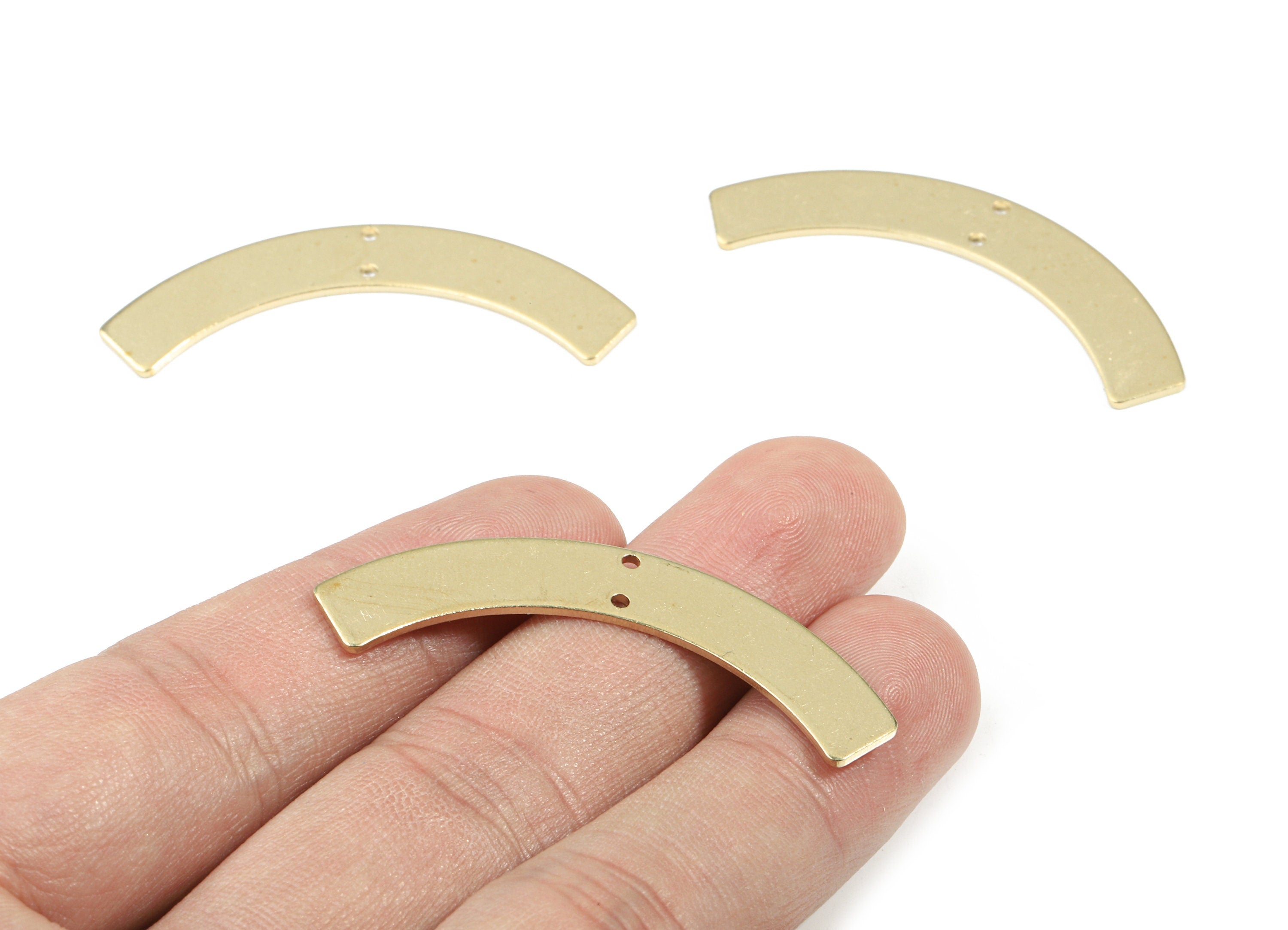 Brass Bent Bar Earring Connector - Raw Brass Bent Bar Necklace Connector - Brass 2 Hole Connector - 47.43x15.68x0.98mm - PP3387 - DOMEDBAZAAR
