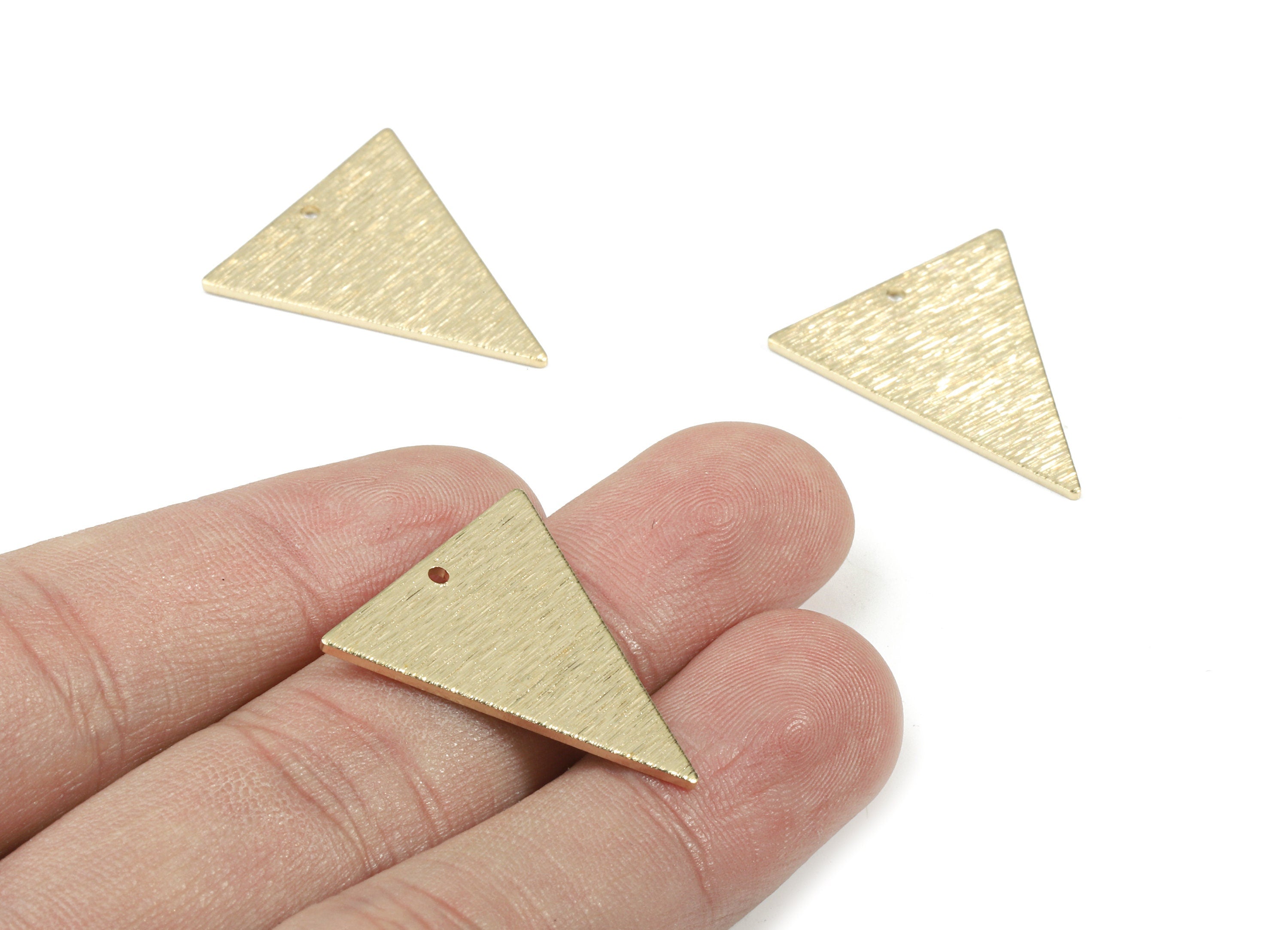 Brass Textured Triangle Earring Charms - Raw Brass Triangle Pendant - Earring Findings - Jewelry Supplies - 25.9x22.48x1.03mm - PP3386 - DOMEDBAZAAR