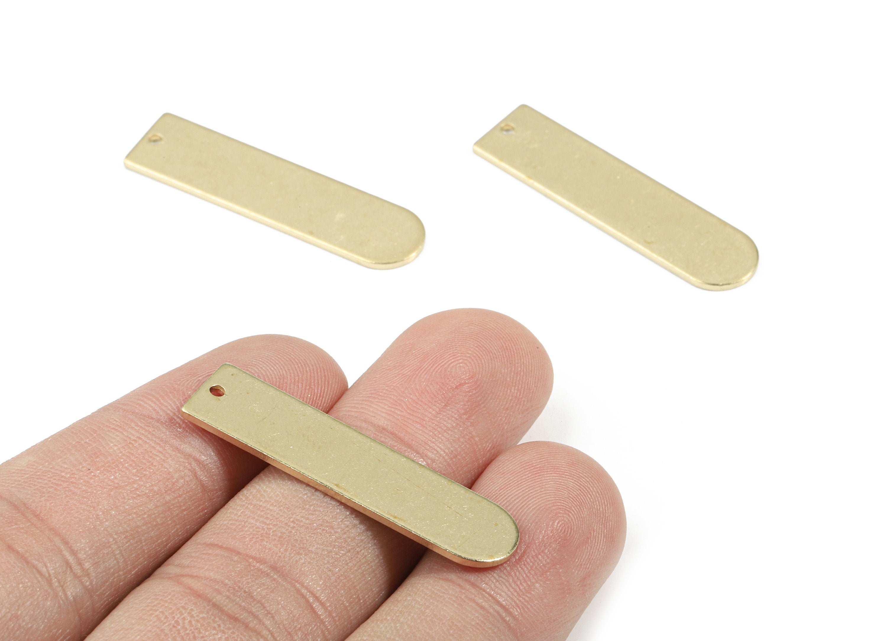 Personalized stamping blank - Brass D Earring Charms - Raw Brass Long Oval Pendant - Earring Findings - 35.26x9.14x0.99mm - PP3389 - DOMEDBAZAAR