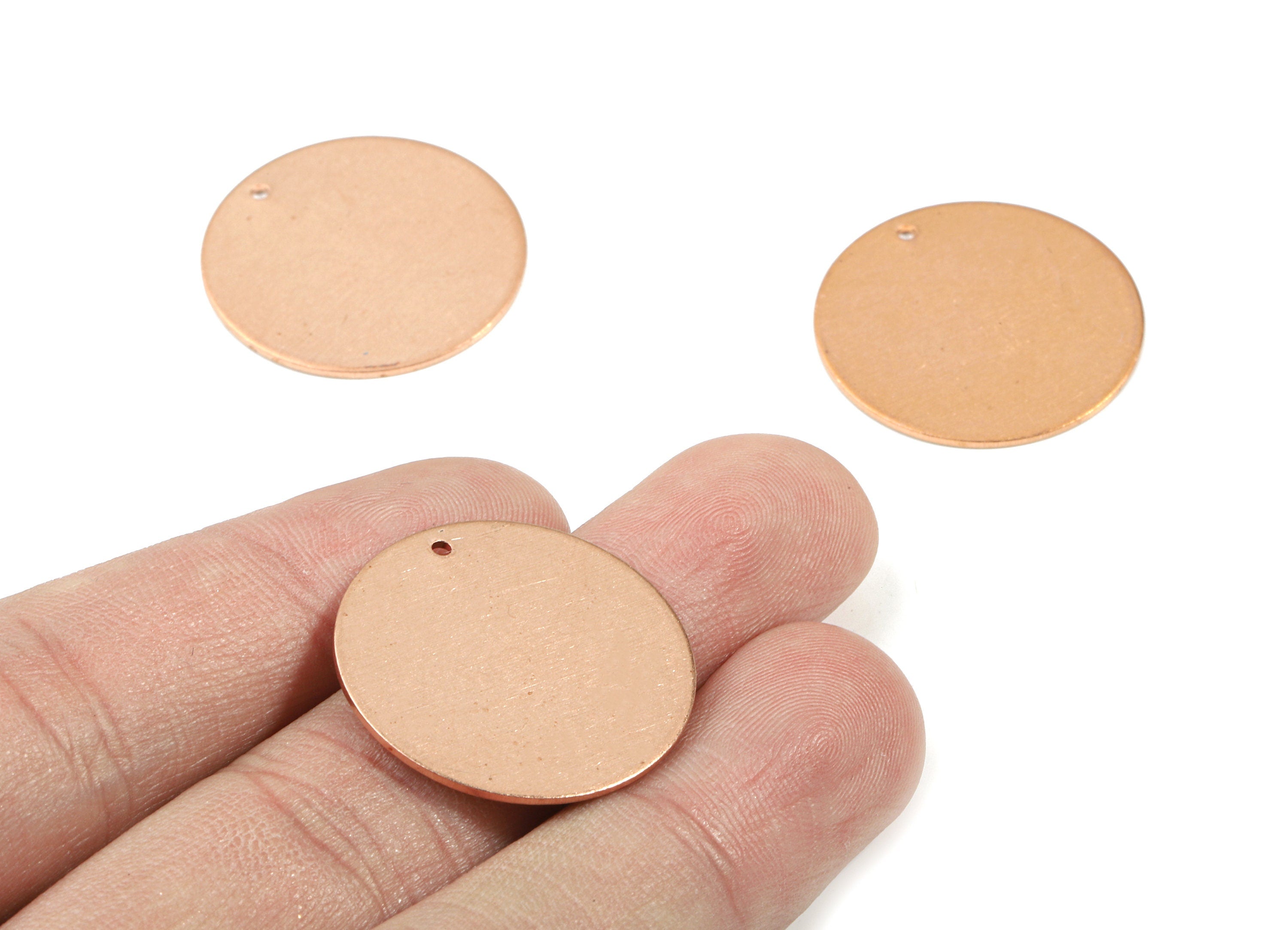 Copper Round Earring Charm - Raw Copper Circle Pendant - Earring Findings - Jewelry Supplies - 25.02x25.02x0.99mm - PP3393 - DOMEDBAZAAR