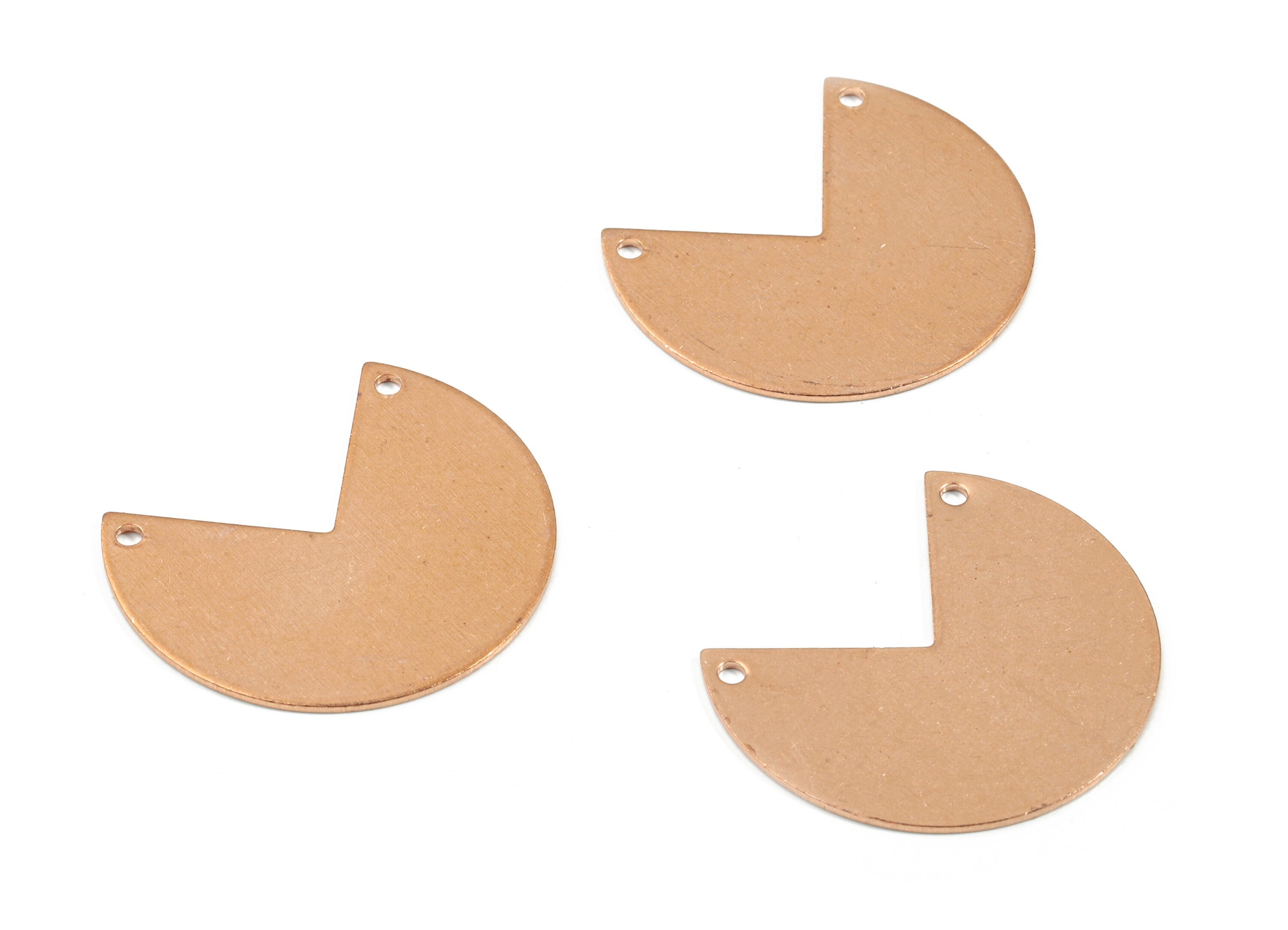 Personalized stamping blank - Copper Three Quarter Connector - Raw Copper Three Quarter Stamping Blank - 30x24.64x0.83mm - PP3397 - DOMEDBAZAAR