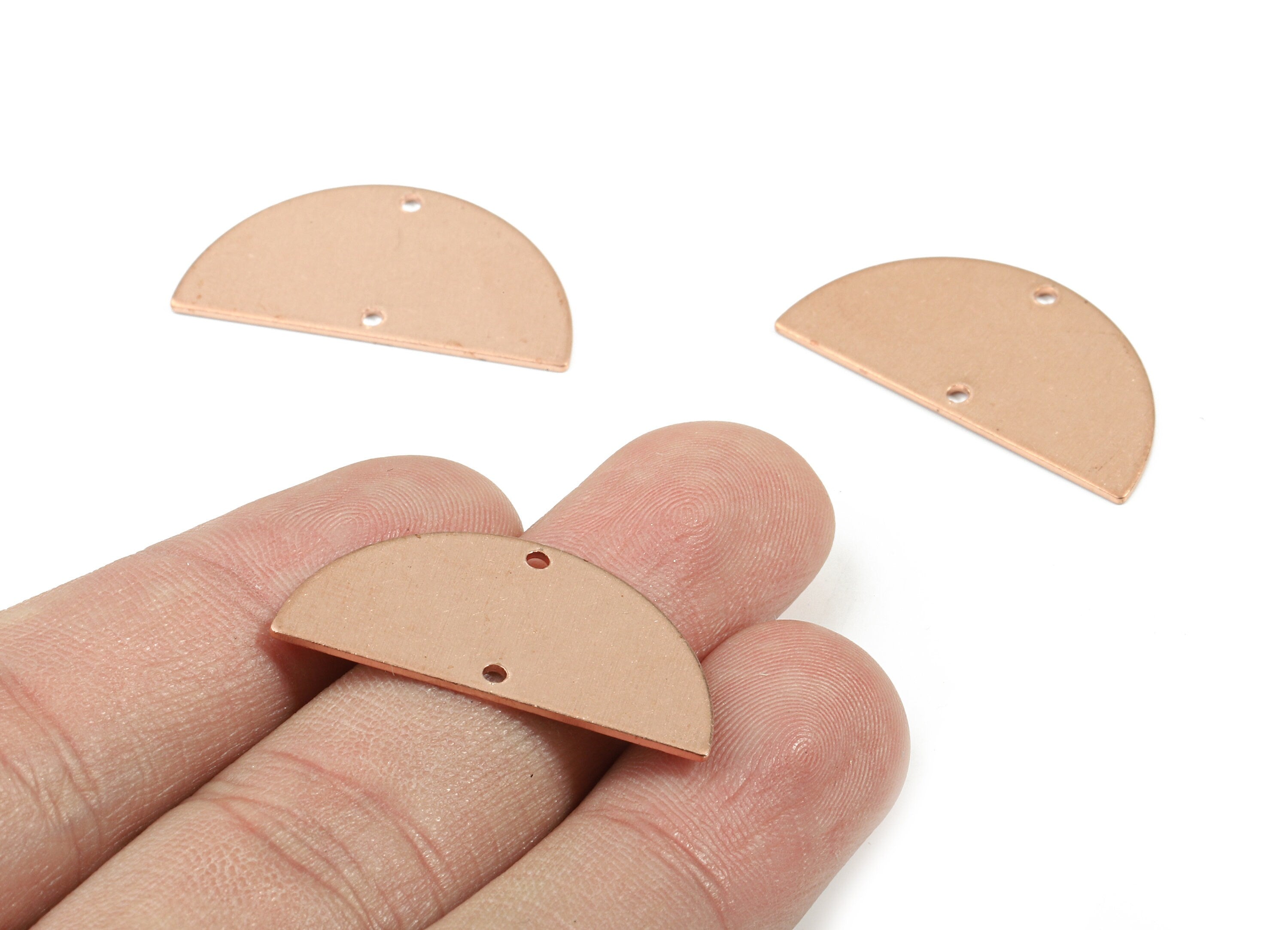 Personalized stamping blank - Copper Semi Circle Connector For Earrings - Raw Copper Half Moon Connector For Necklace - 30x15x0.9mm - PP3394 - DOMEDBAZAAR