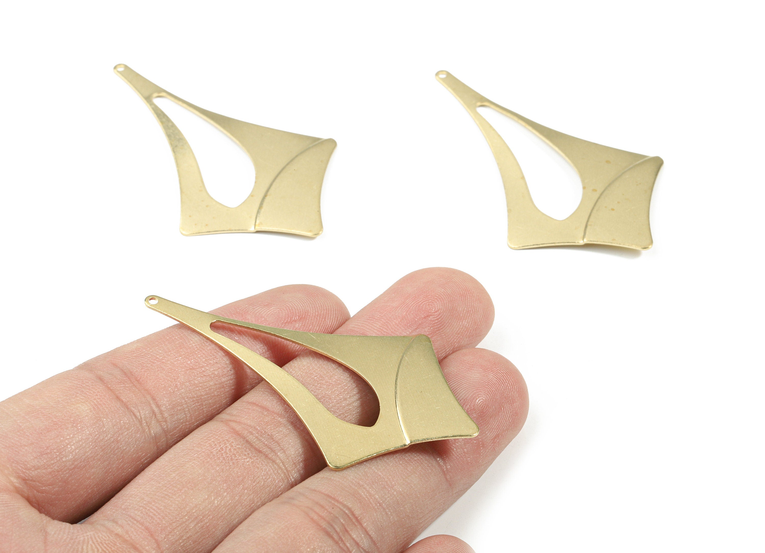 Brass Leaf Drop Earring Charms - Raw Brass Drop Pendant - Earring Findings - Jewelry Supplies - 55.69x32.93x1.05mm - PP3399 - DOMEDBAZAAR