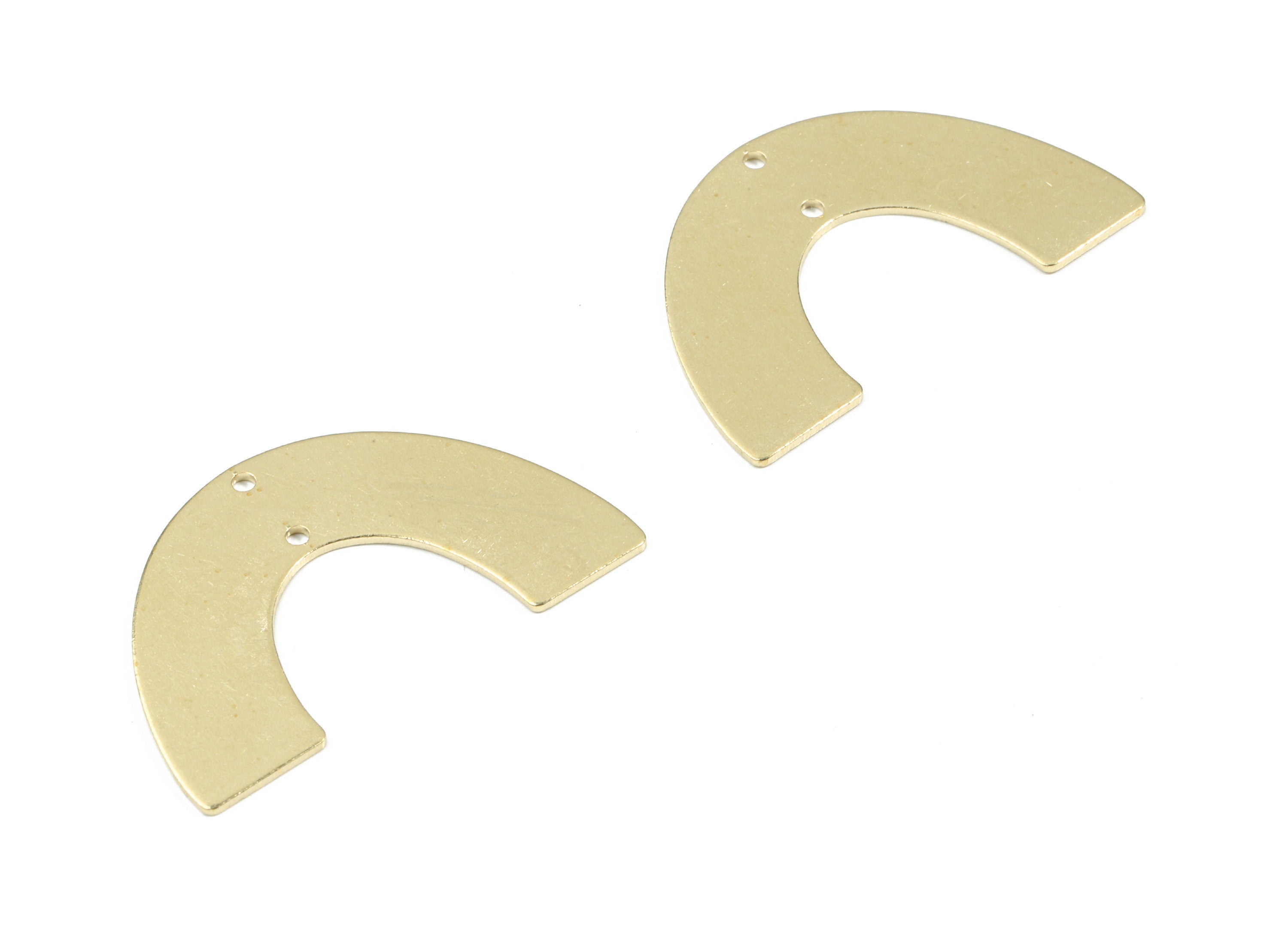 Brass Semi Circle Earring Connector - Raw Brass Half Moon Necklace Connector - Brass 2 Hole U Connector - 34.01x21.17x0.8mm - PP3403 - DOMEDBAZAAR