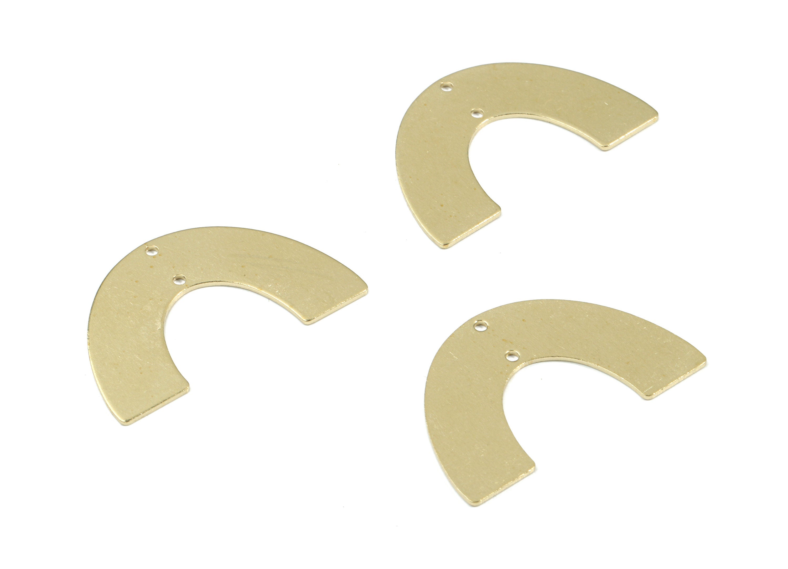 Brass Semi Circle Earring Connector - Raw Brass Half Moon Necklace Connector - Brass 2 Hole U Connector - 34.01x21.17x0.8mm - PP3403 - DOMEDBAZAAR