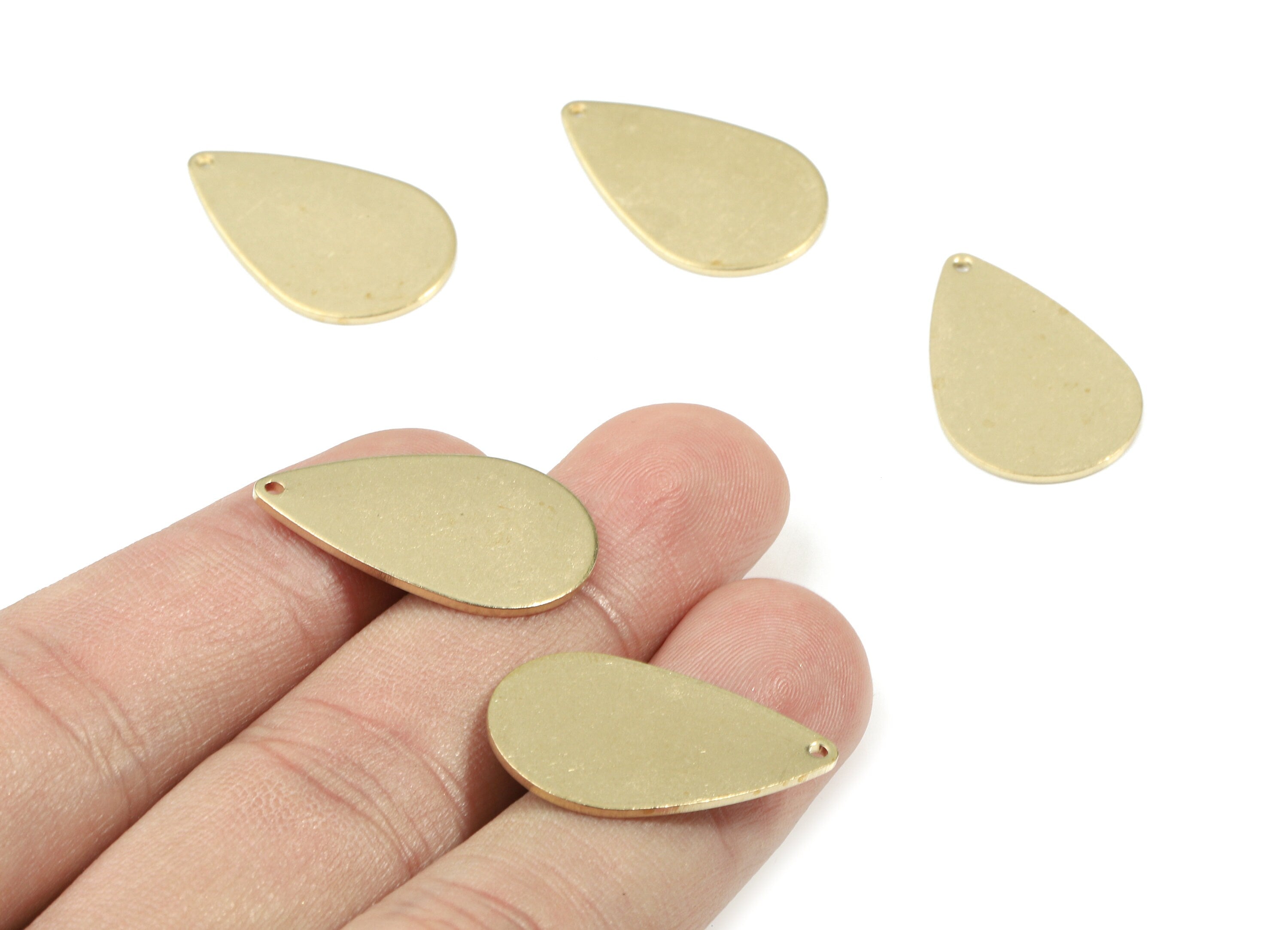 Personalized stamping blank - Brass Drop Earring Charms - Raw Brass Drop Pendant - Earring Findings - 25.82x16.5x1mm - PP3406 - DOMEDBAZAAR