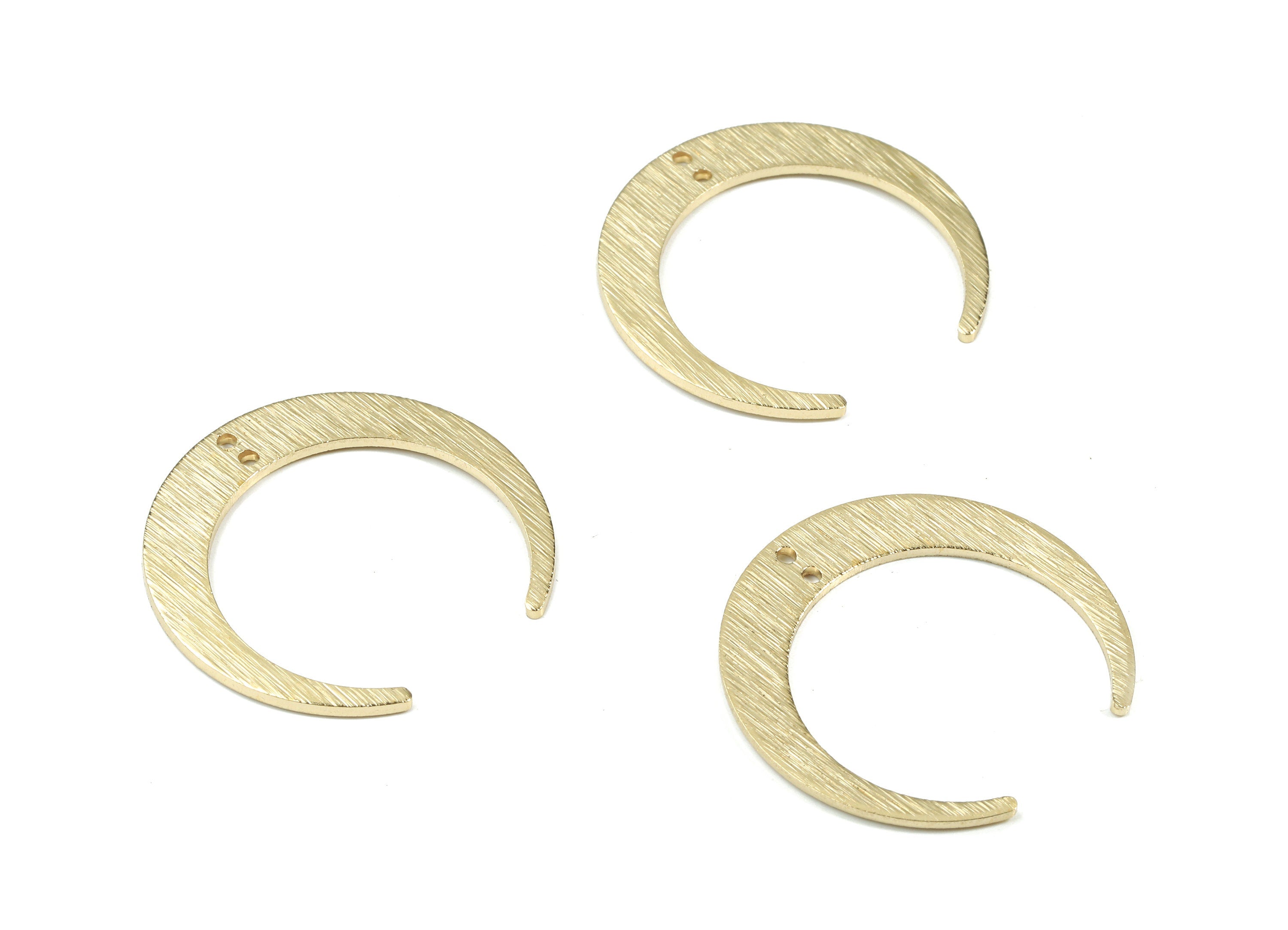 Brass Crescent Connector For Earring - Raw Brass Textured Moon Connector For Necklace - Jewelry Supplies - 27.14x25.85x0.97mm - PP3414 - DOMEDBAZAAR