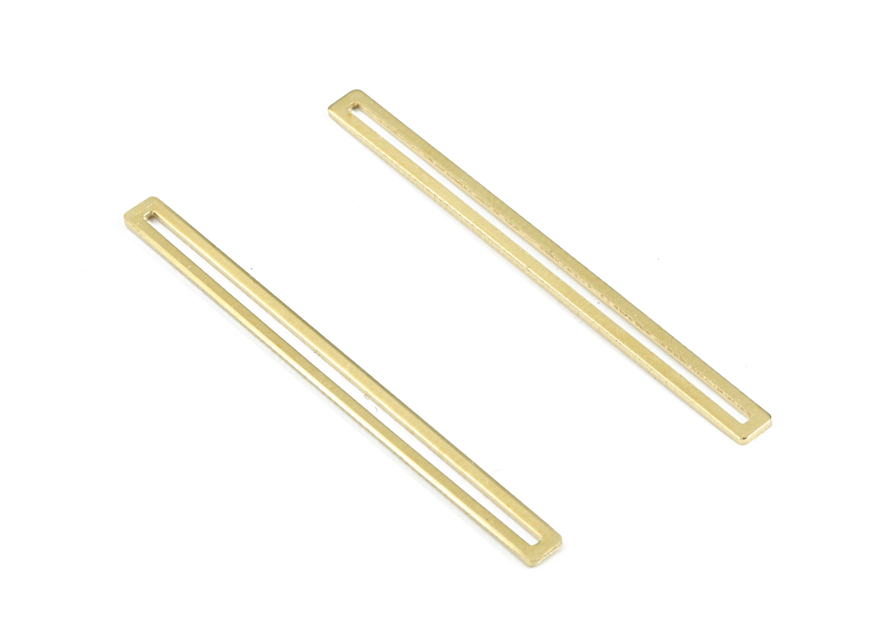 Brass Long Rectangle Earring Charms - Raw Brass Long Stick Connector - Earring Findings - Jewelry Supplies - 40.04x3.12x0.62mm - PP3411 - DOMEDBAZAAR