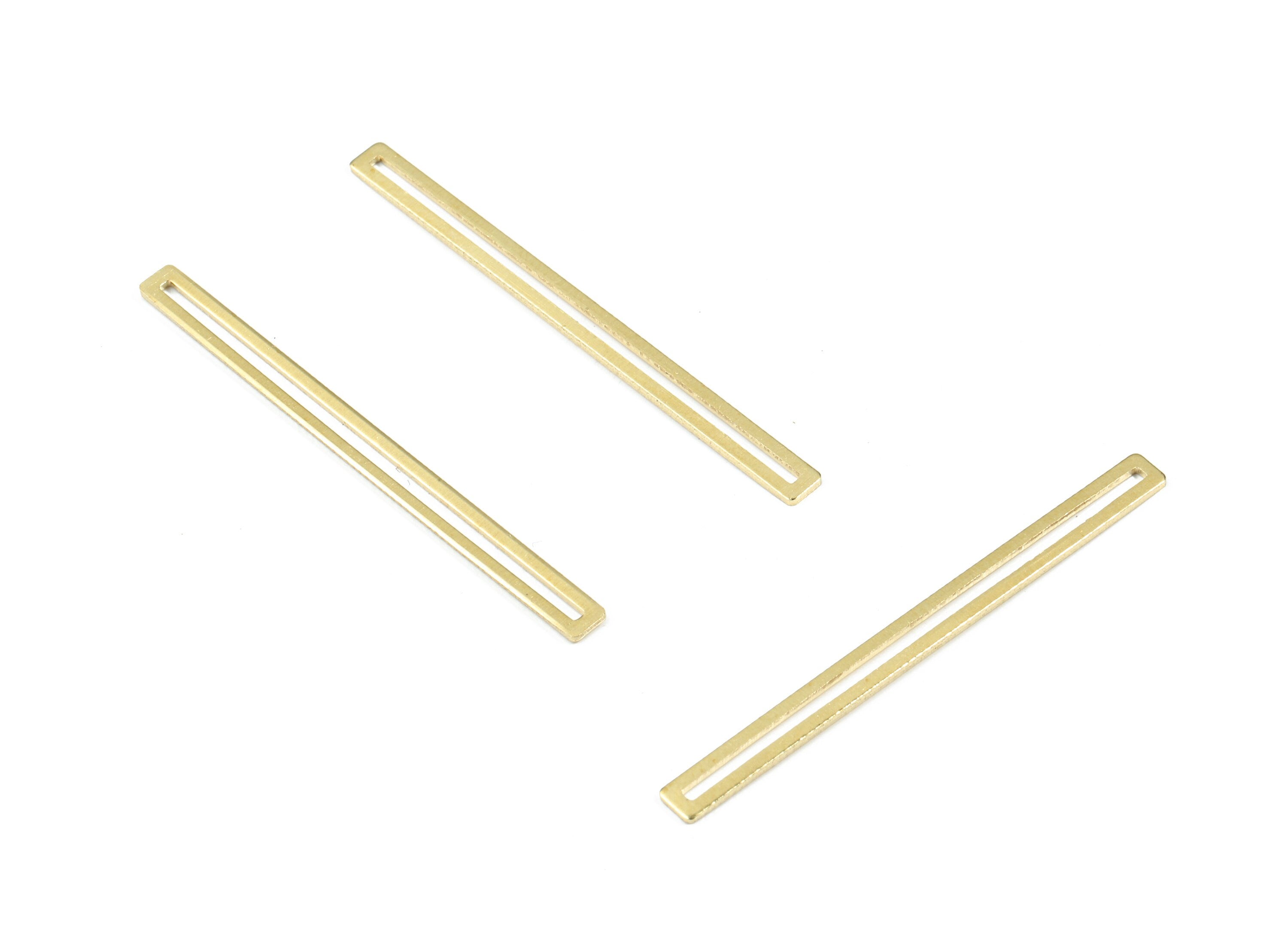 Brass Long Rectangle Earring Charms - Raw Brass Long Stick Connector - Earring Findings - Jewelry Supplies - 40.04x3.12x0.62mm - PP3411 - DOMEDBAZAAR