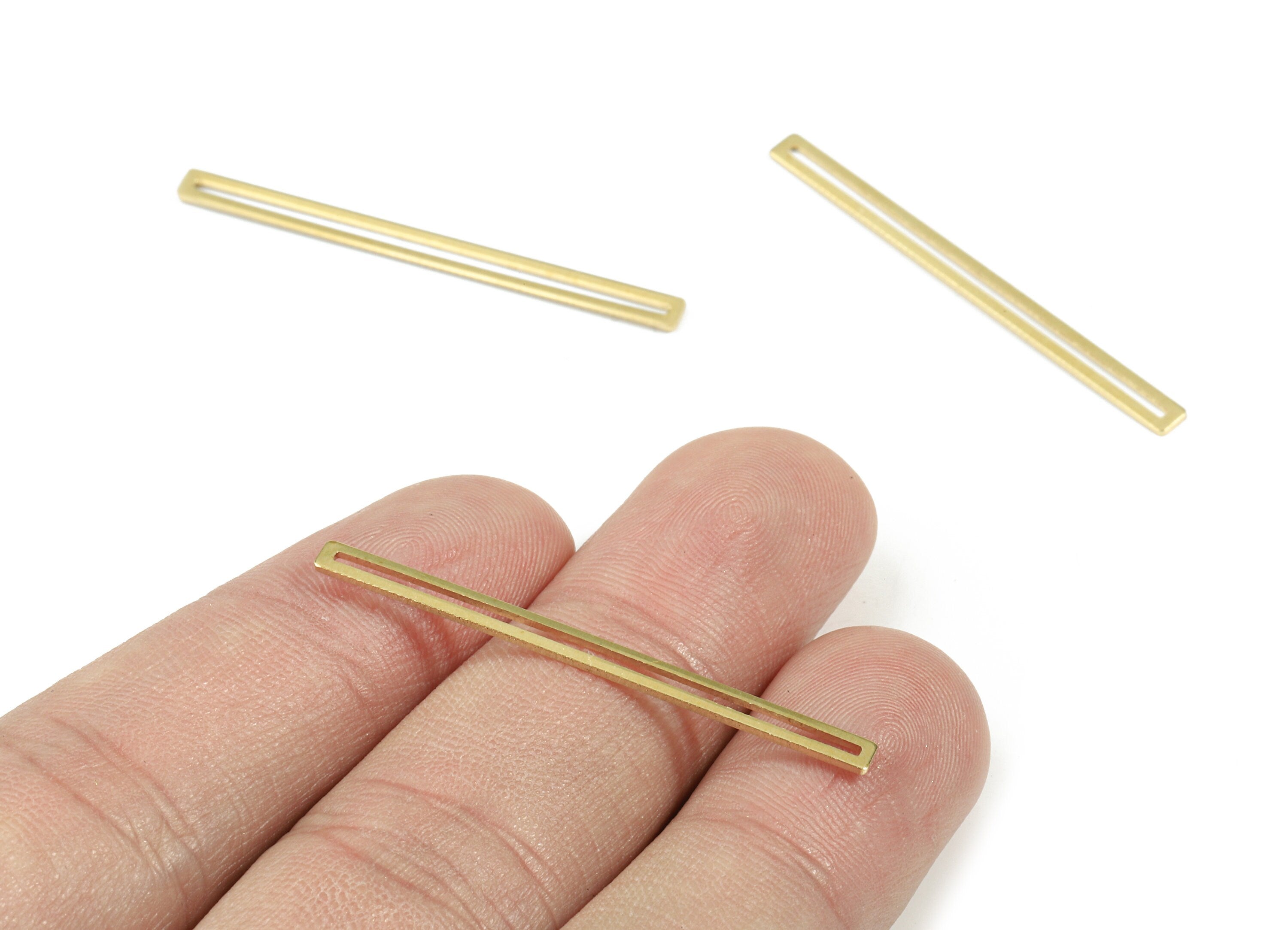 Brass Long Rectangle Earring Charms - Raw Brass Long Stick Connector - Earring Findings - Jewelry Supplies - 40.04x3.12x0.62mm - PP3411 - DOMEDBAZAAR