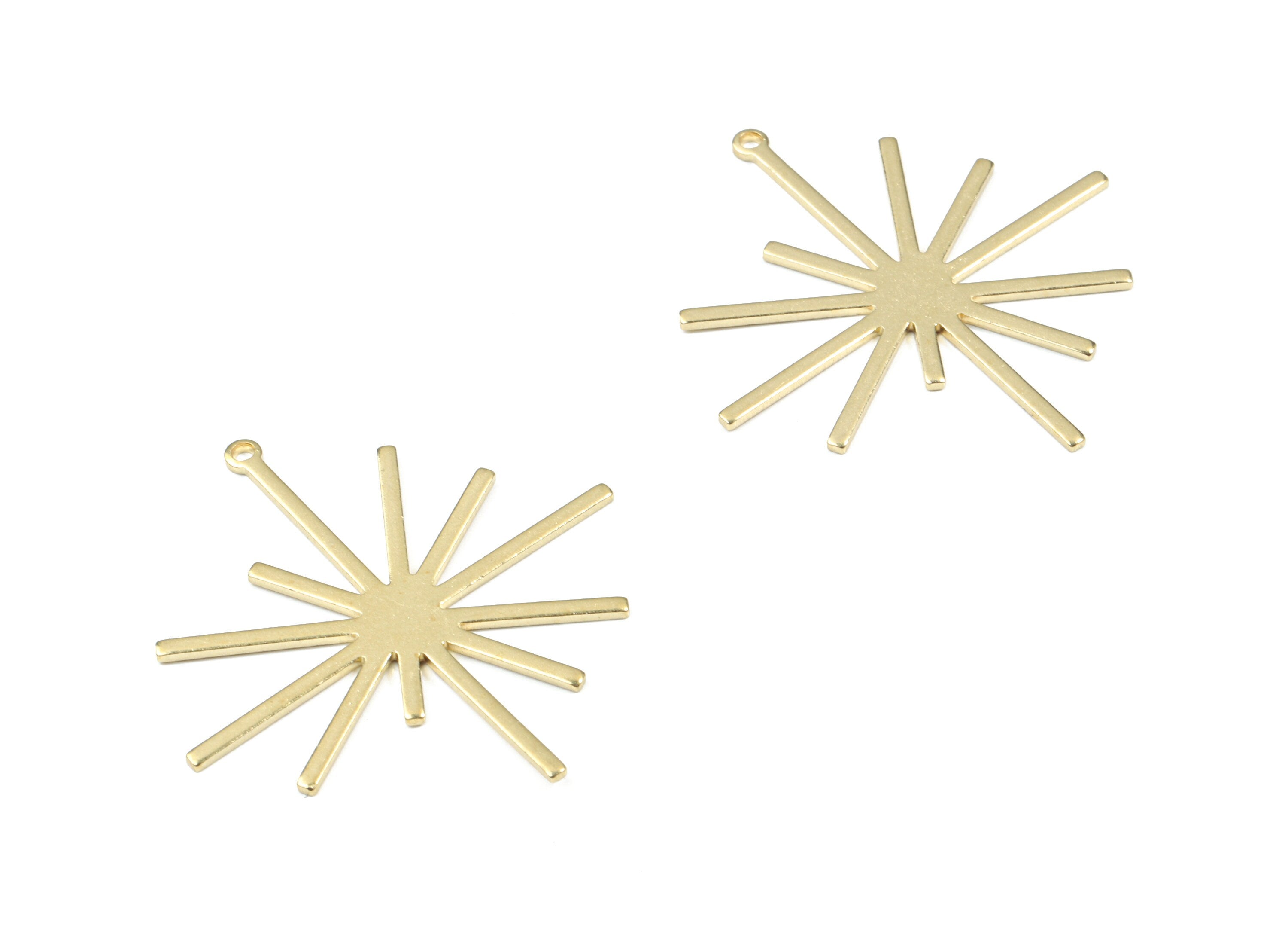 Brass Star Earring Charms - Raw Brass Star Pendant - Brass Sun Pendant - Earring Findings - Jewelry Supplies - 40.11x38.04x0.98mm - PP3432 - DOMEDBAZAAR
