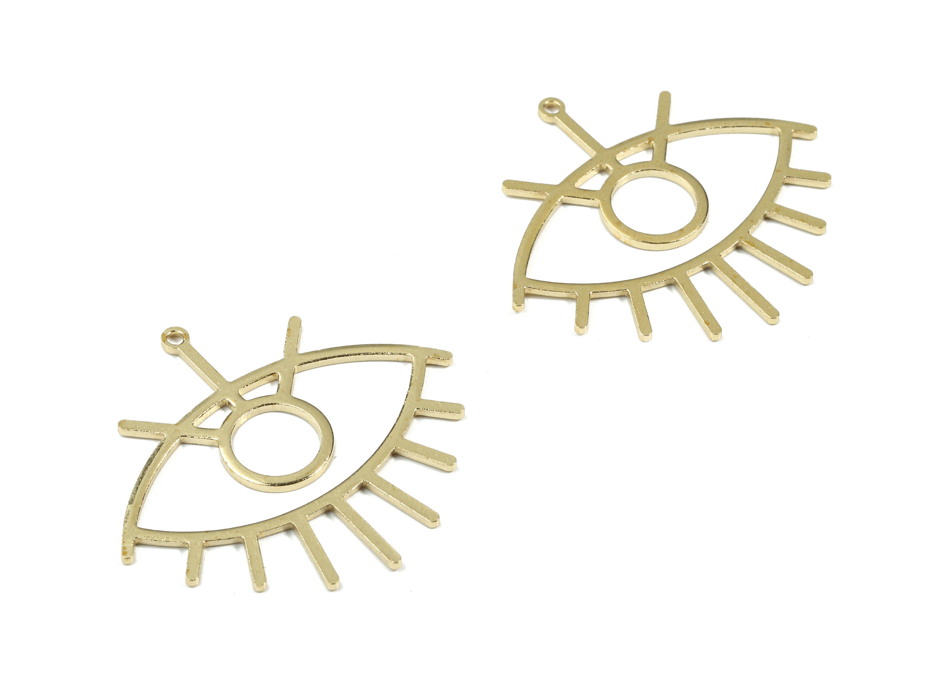 Brass Eye Earring Charms - Raw Brass Eye Pendant - Earring Findings - Jewelry Supplies - 35.71x33.16x1.02mm - PP3433 - DOMEDBAZAAR