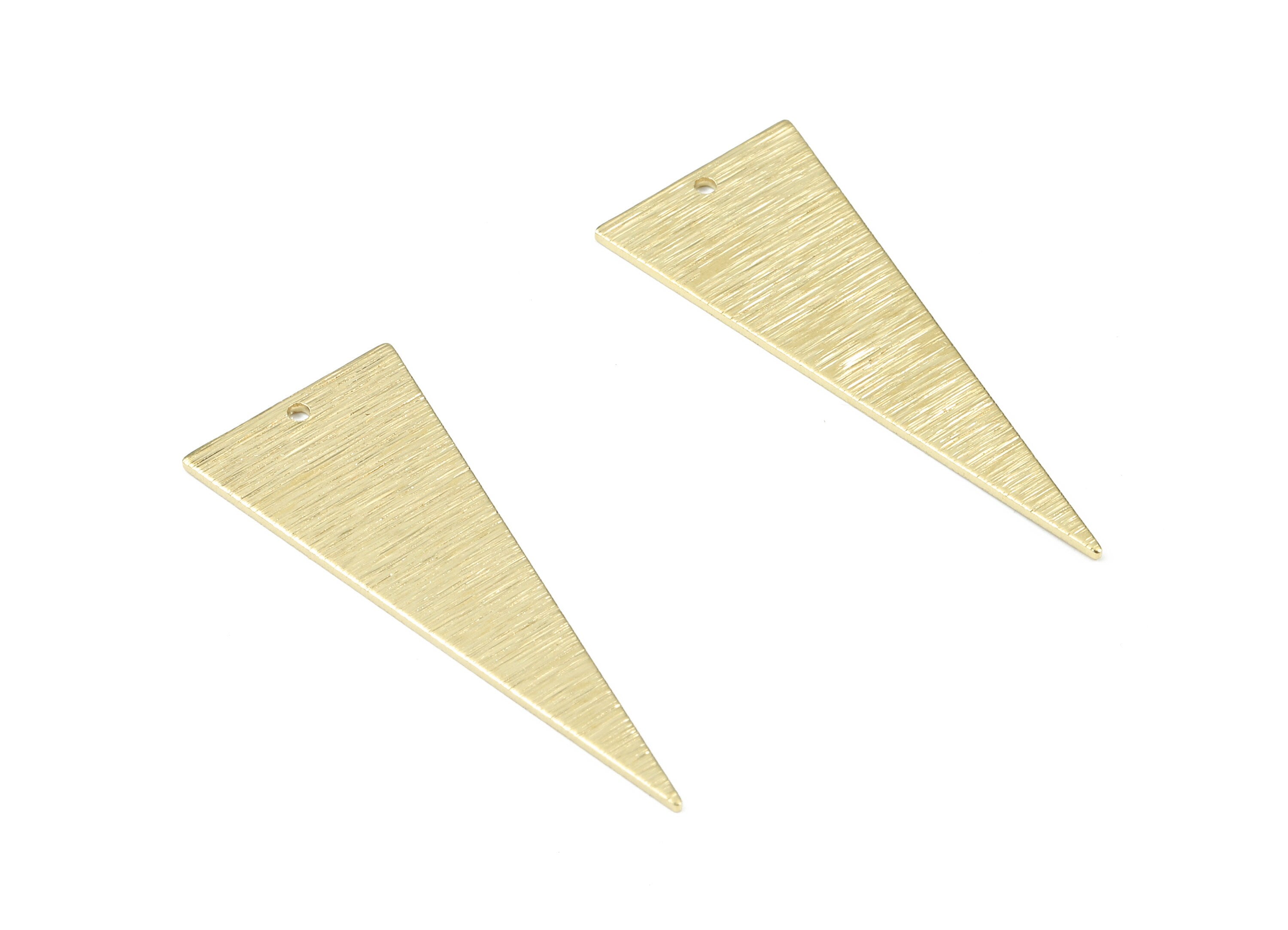 Brass Textured Triangle Earring Charms - Raw Brass Triangle Pendant - Earring Findings - Jewelry Supplies - 37.43x14.95x0.82mm - PP3458 - DOMEDBAZAAR