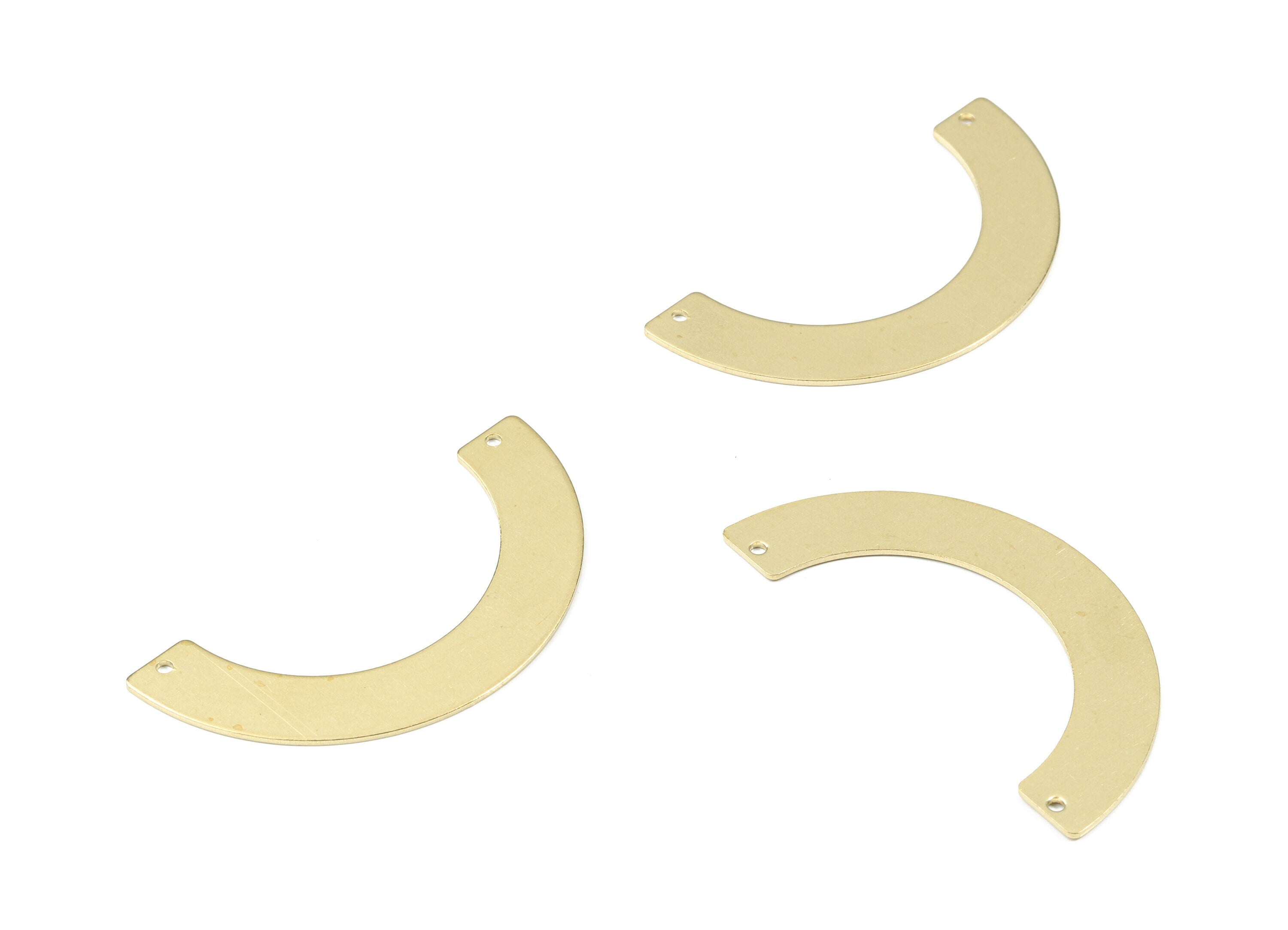 Brass Semi Circle Earring Connector - Raw Brass Half Moon Necklace Connector - Brass 2 Hole U Connector - 49.8x24.37x0.77mm - PP3455 - DOMEDBAZAAR