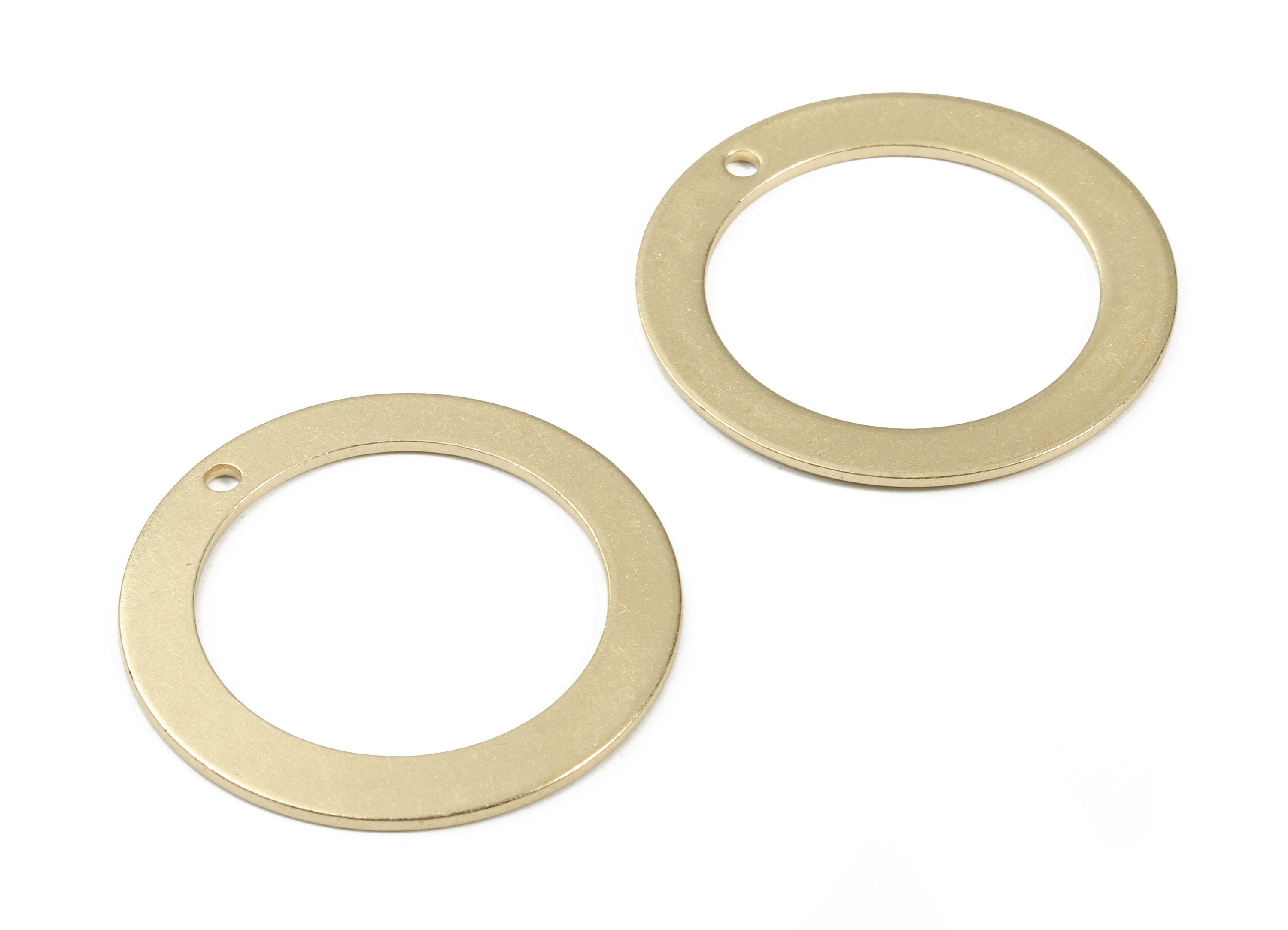 Brass Hoop Charms - Raw Brass Round Earrings and Pendant - Brass Round Necklace - Jewelry Supplies - 45.19x45.19x1.67mm - PP3016 - DOMEDBAZAAR