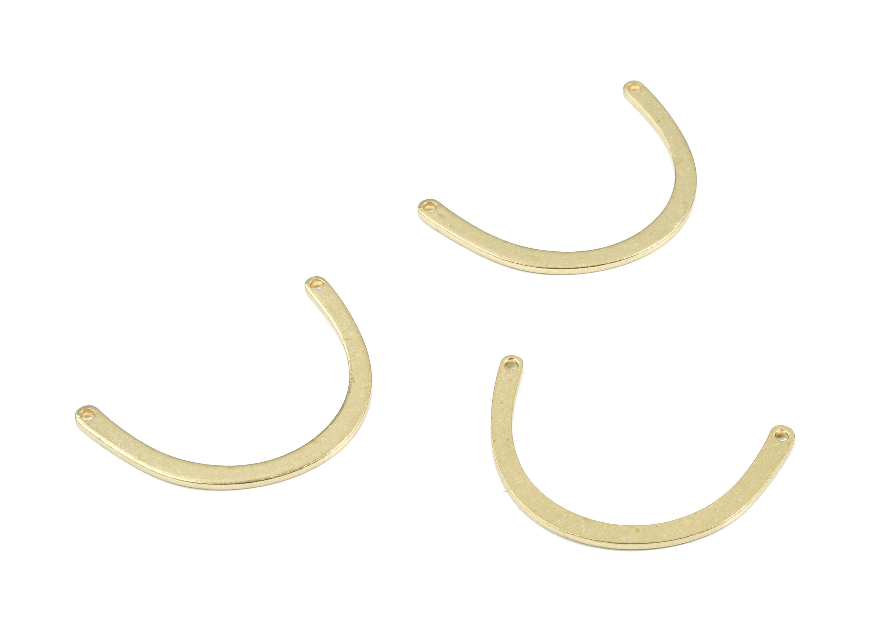 Brass U Earring Connector - Raw Brass Bent Bar Connector - Brass 2 Hole Connector - Jewelry Supplies - 29.8x19.04x1.05mm - PP3466 - DOMEDBAZAAR