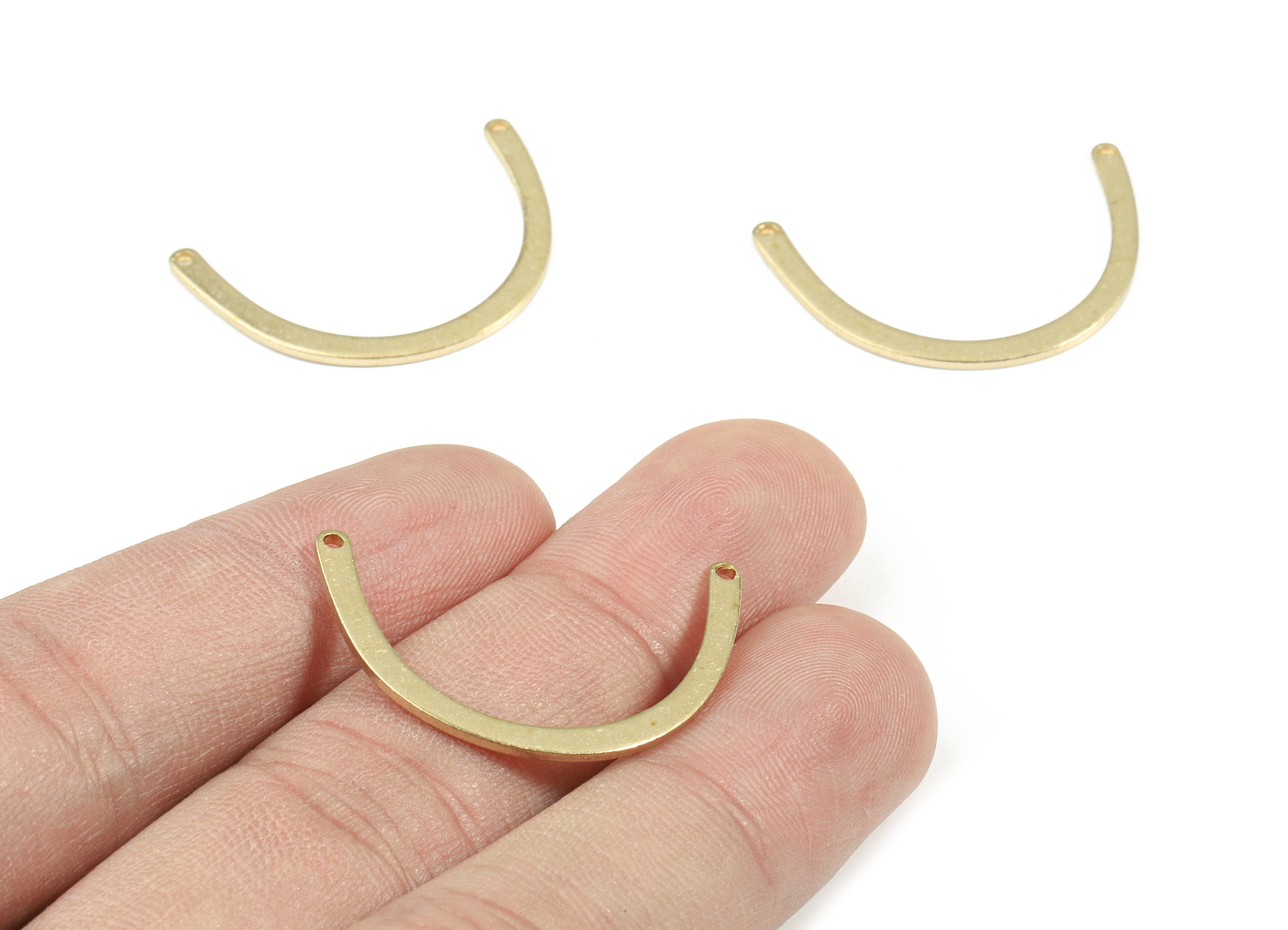 Brass U Earring Connector - Raw Brass Bent Bar Connector - Brass 2 Hole Connector - Jewelry Supplies - 29.8x19.04x1.05mm - PP3466 - DOMEDBAZAAR
