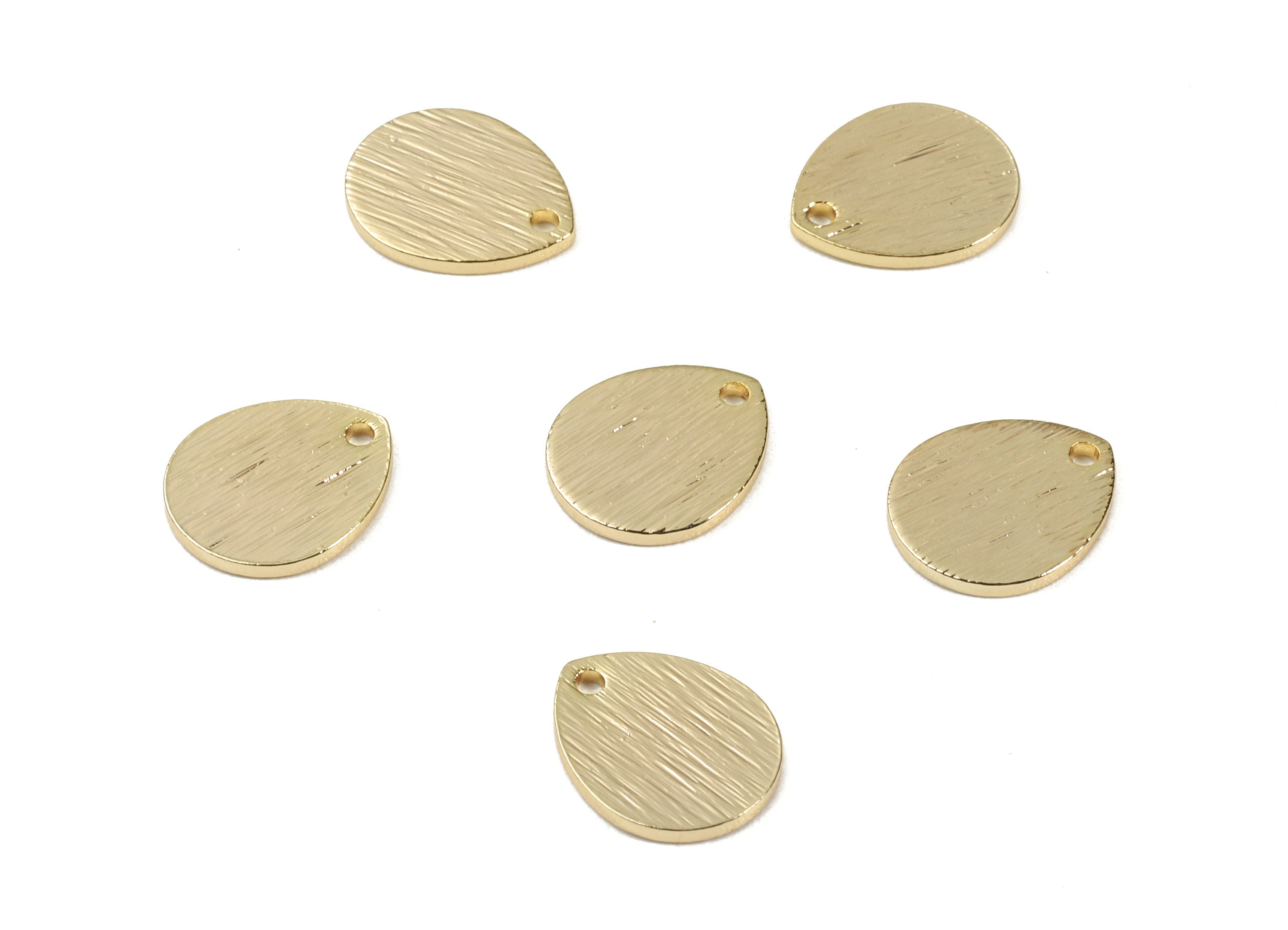 Brass Drop Charms - Brass Textured Drop Pendant - 18K Real Gold Plated Brass - Necklace Pendant - Jewelry Supplies - 12x10x1mm - RGP2306 - DOMEDBAZAAR