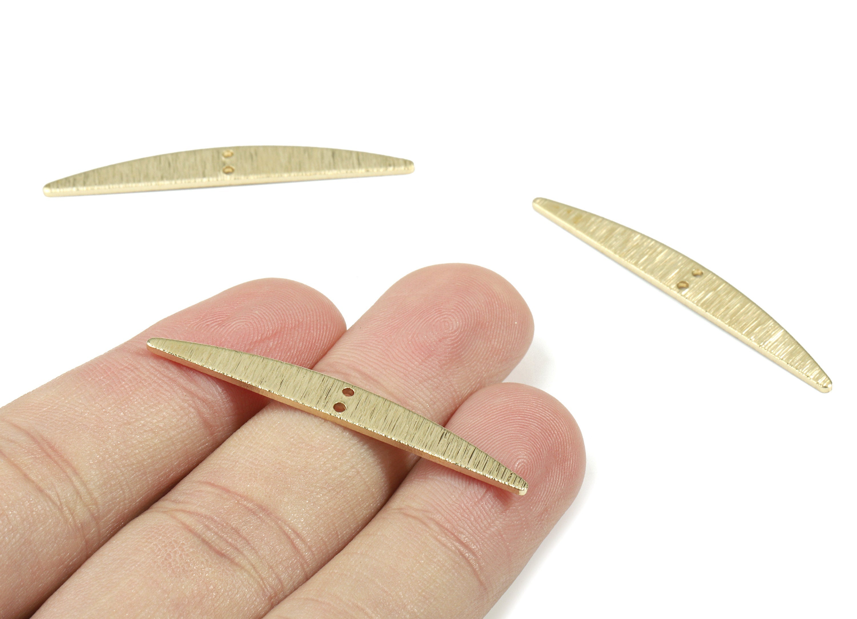 Brass Wide Earring Connector - Raw Brass Textured Connector For Pendant - Earring Findings - Jewelry Supplies - 43.41x5.53x1mm - PP3467 - DOMEDBAZAAR