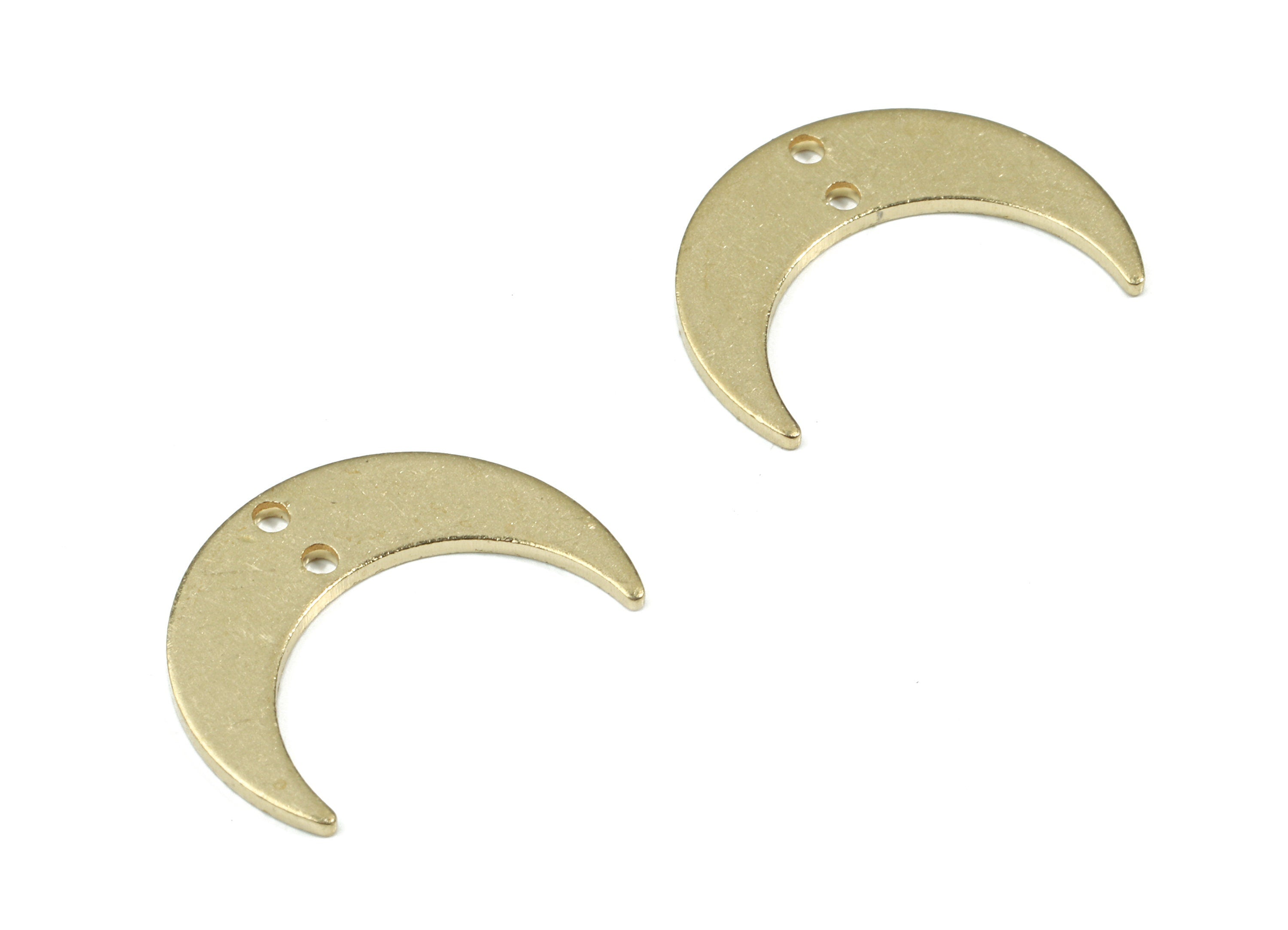 Brass Crescent Connector For Earring - Raw Brass Moon Connector For Necklace - Earring Findings - Jewellery Supplies - 20.6x15x1mm - PP3469 - DOMEDBAZAAR