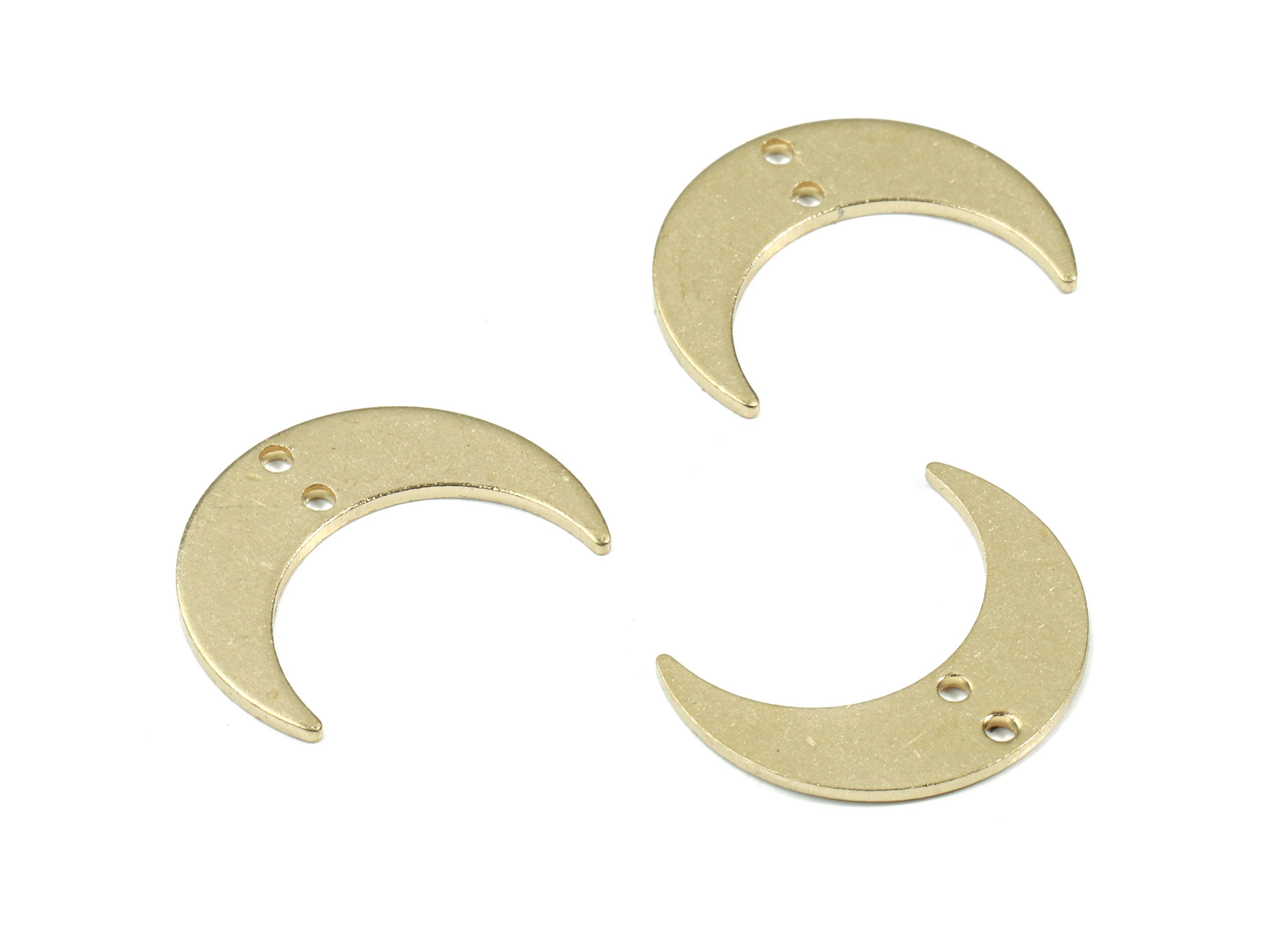 Brass Crescent Connector For Earring - Raw Brass Moon Connector For Necklace - Earring Findings - Jewellery Supplies - 20.6x15x1mm - PP3469 - DOMEDBAZAAR