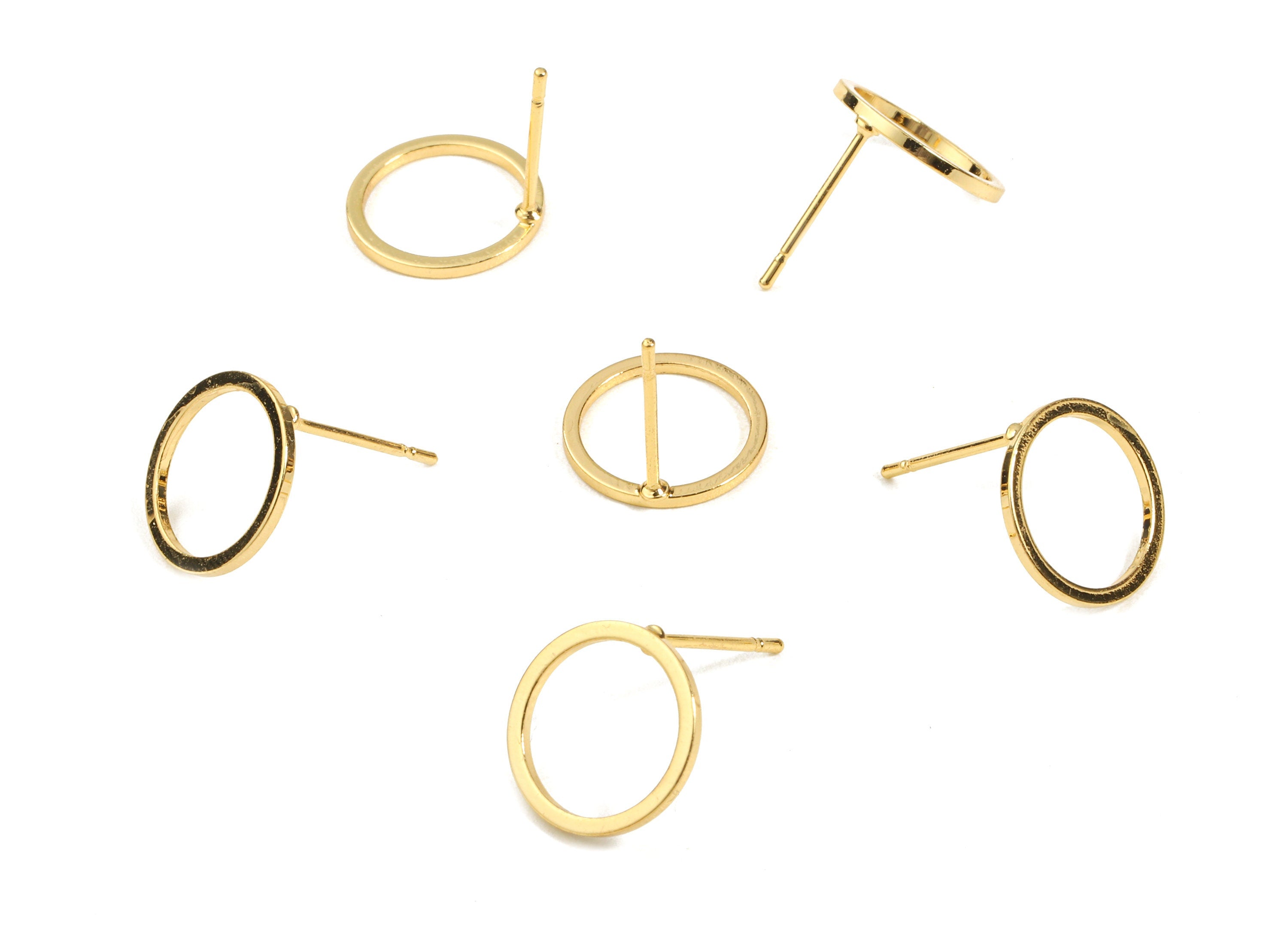 Brass Hoop Earing Post - Brass Hoop Earring Stud - 18K Real Gold Plated Brass - Jewelry Supplies - 12.05x1.08x0.94mm - RGP2318 - DOMEDBAZAAR