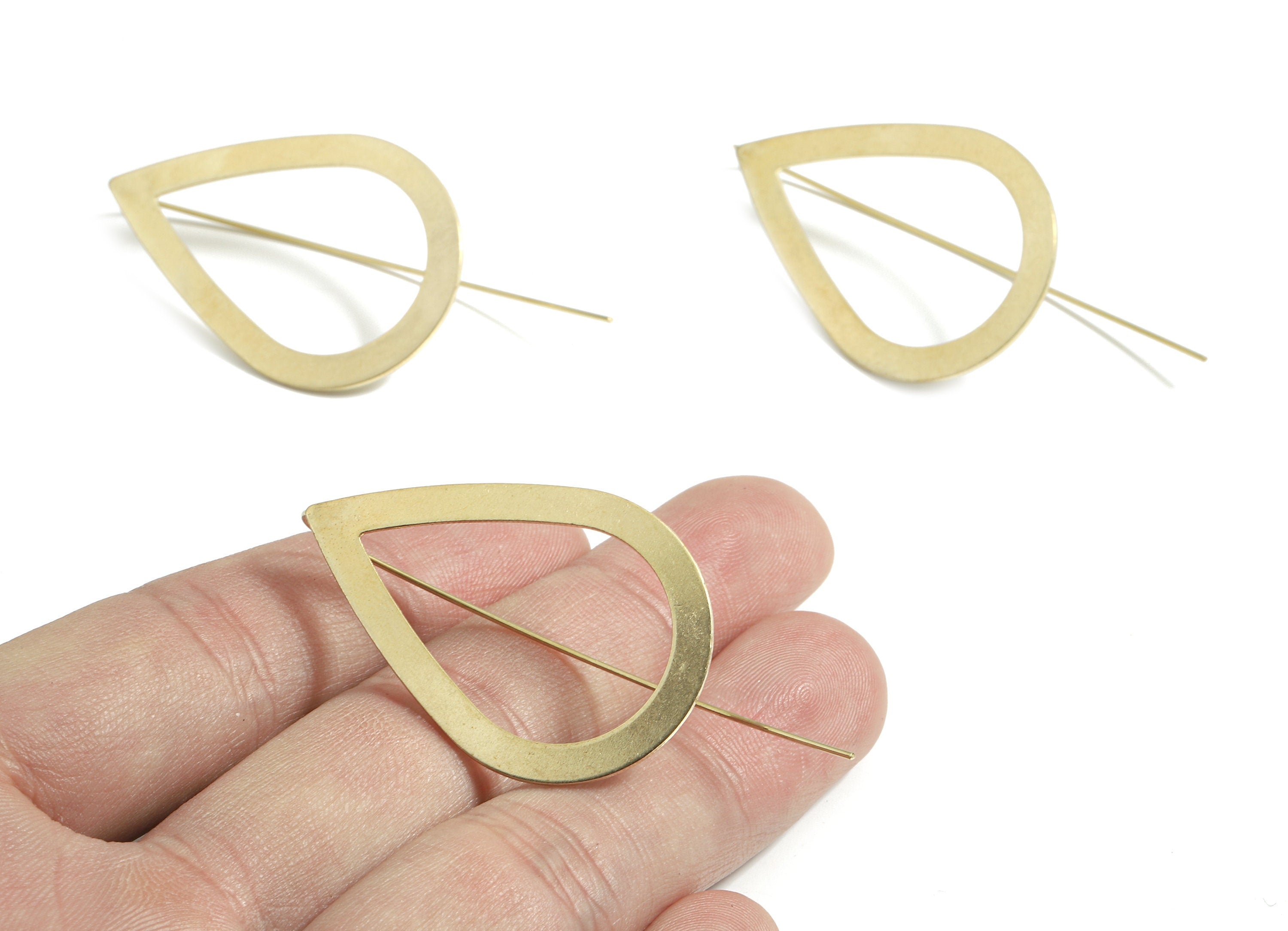 Brass Drop Earring Wire - Raw Brass Drop Earring Hook - Earring Hook - Jewelry Supplies - 55x27x0.8mm - PP3513 - DOMEDBAZAAR