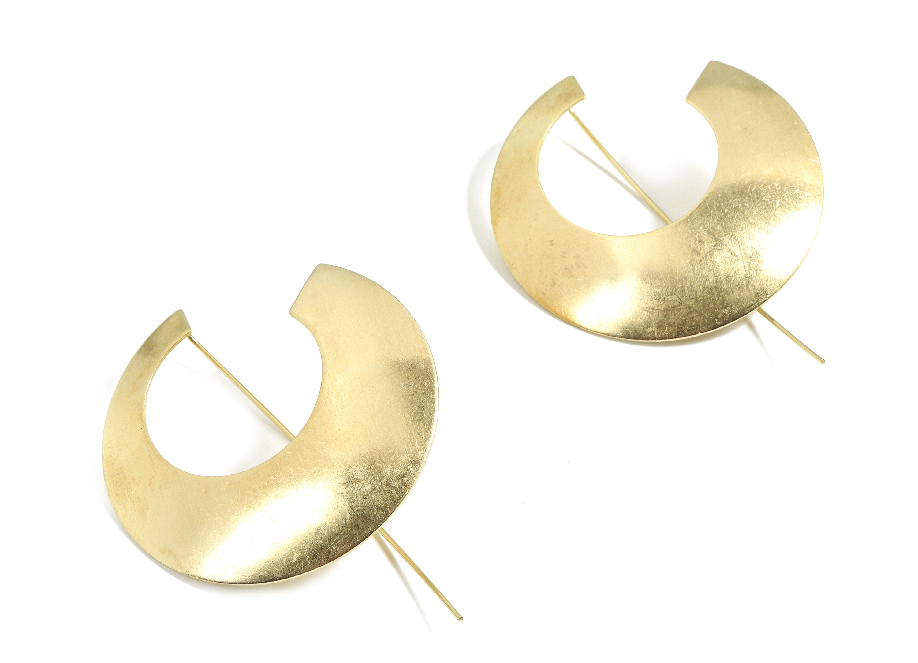 Brass Open Circle Earring Wire - Raw Brass C Earring Hook - Earring Hook - Jewelry Supplies - 56.8x39.28x0.63mm - PP3521 - DOMEDBAZAAR