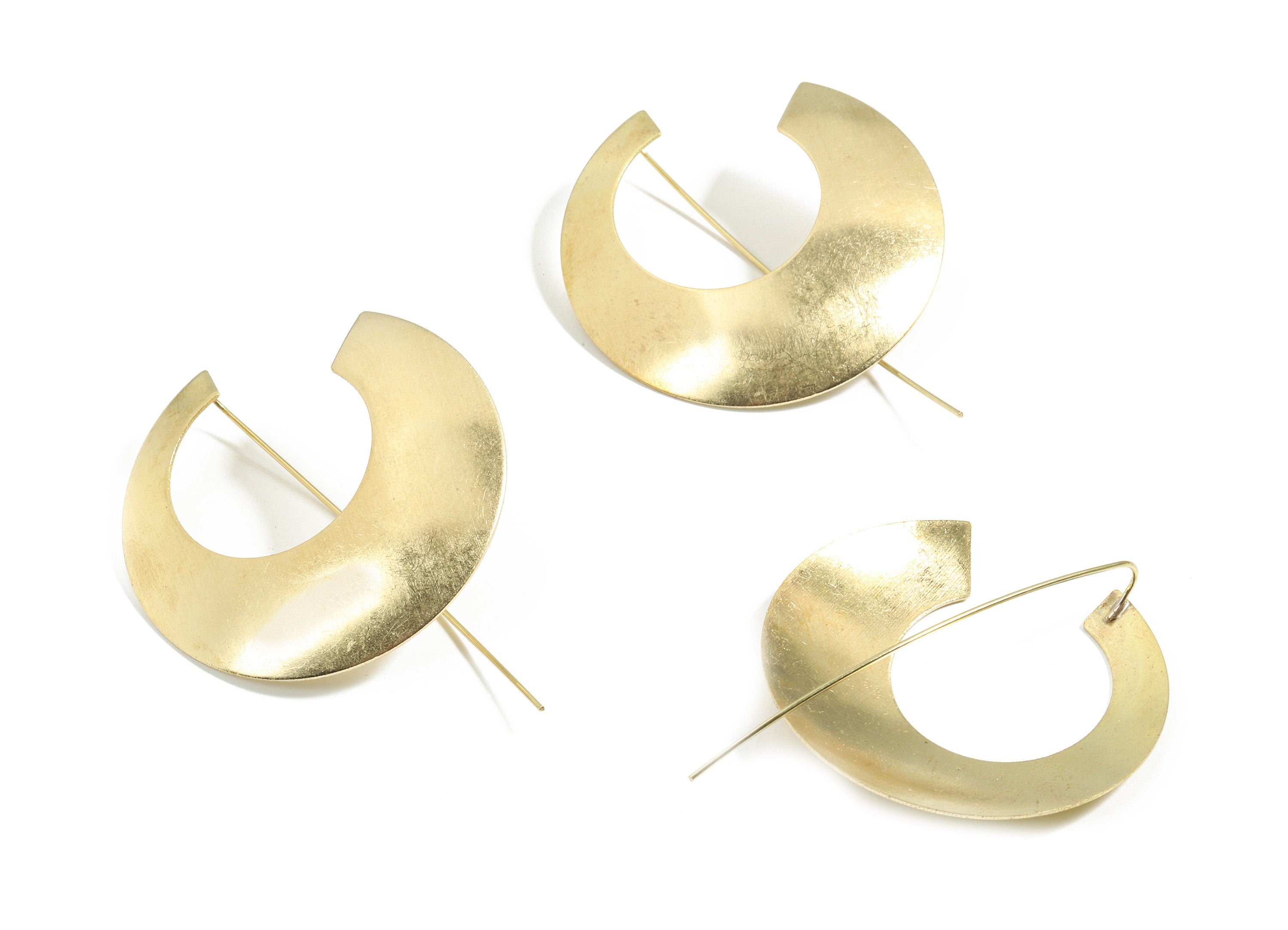 Brass Open Circle Earring Wire - Raw Brass C Earring Hook - Earring Hook - Jewelry Supplies - 56.8x39.28x0.63mm - PP3521 - DOMEDBAZAAR