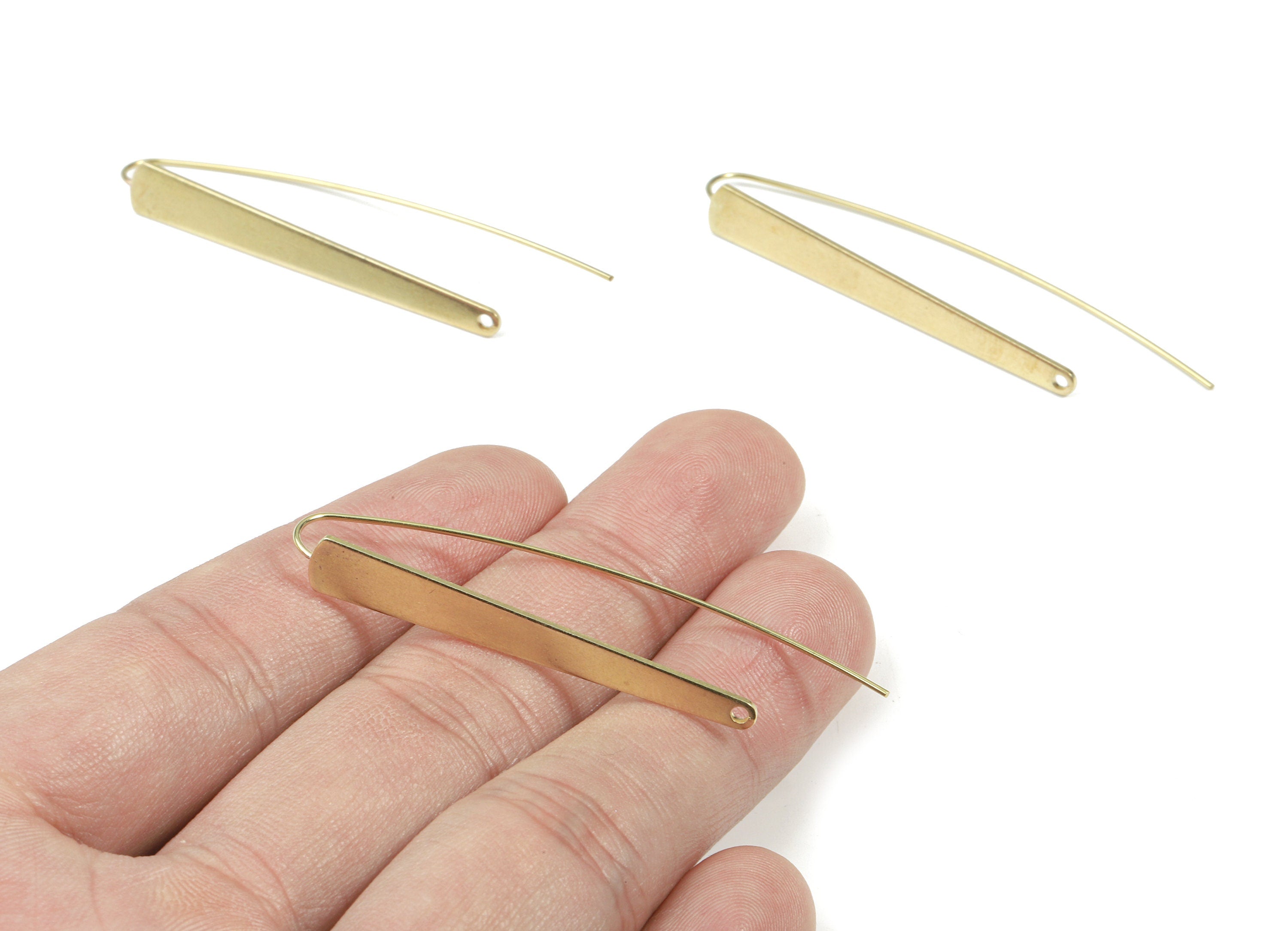 Brass Strip Shape Earring Wire - Raw Brass Strip Shape Earring Hook - Earring Hook - Jewelry Supplies - 55x5.78x0.81mm - PP3503 - DOMEDBAZAAR