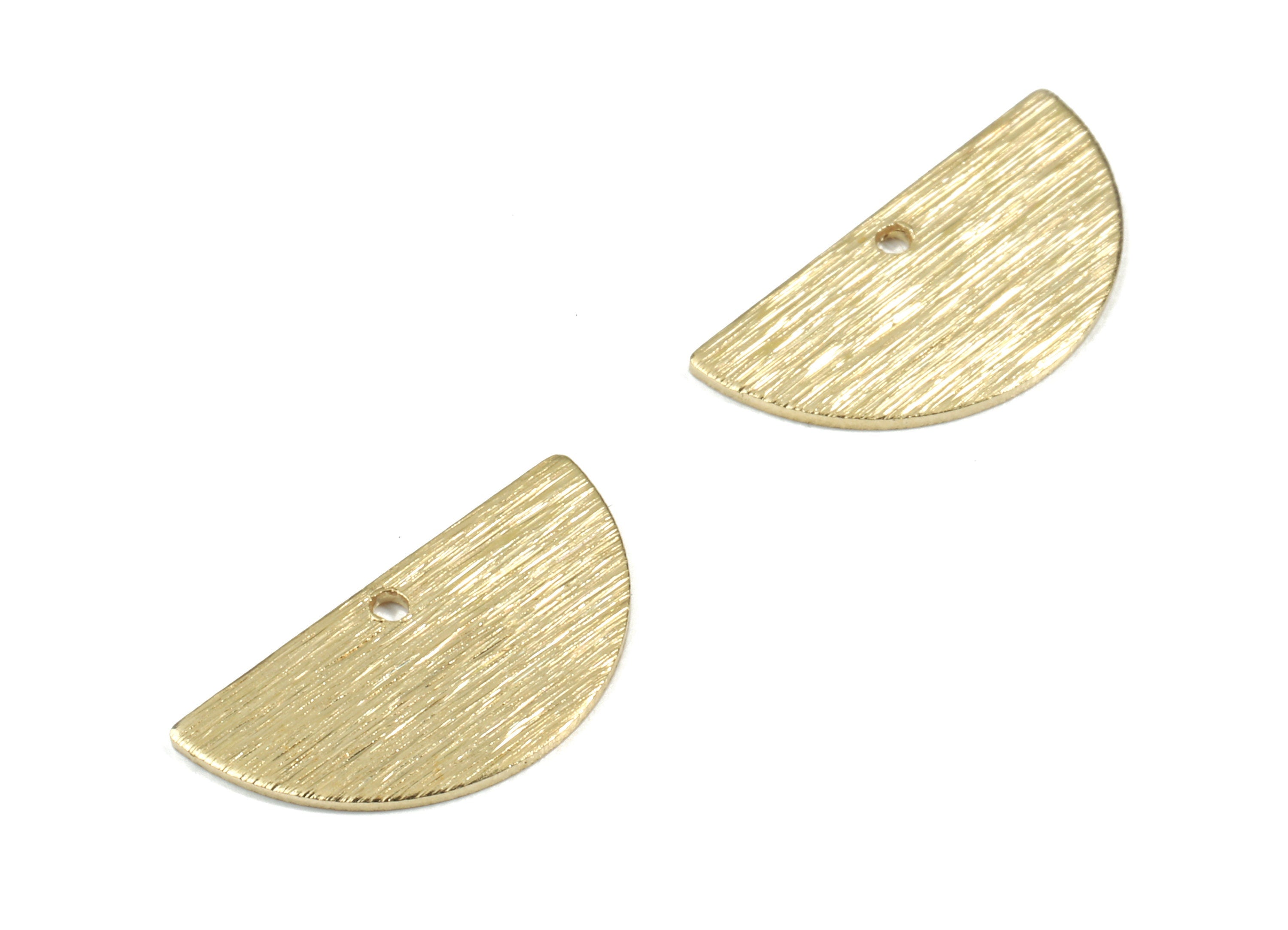 Brass Semi Circle Earring Charms - Raw Brass Half Moon Pendant - Textured Brass For Necklace - Jewellery Supplies - 21.1x10.5x0.8mm - PP3382 - DOMEDBAZAAR