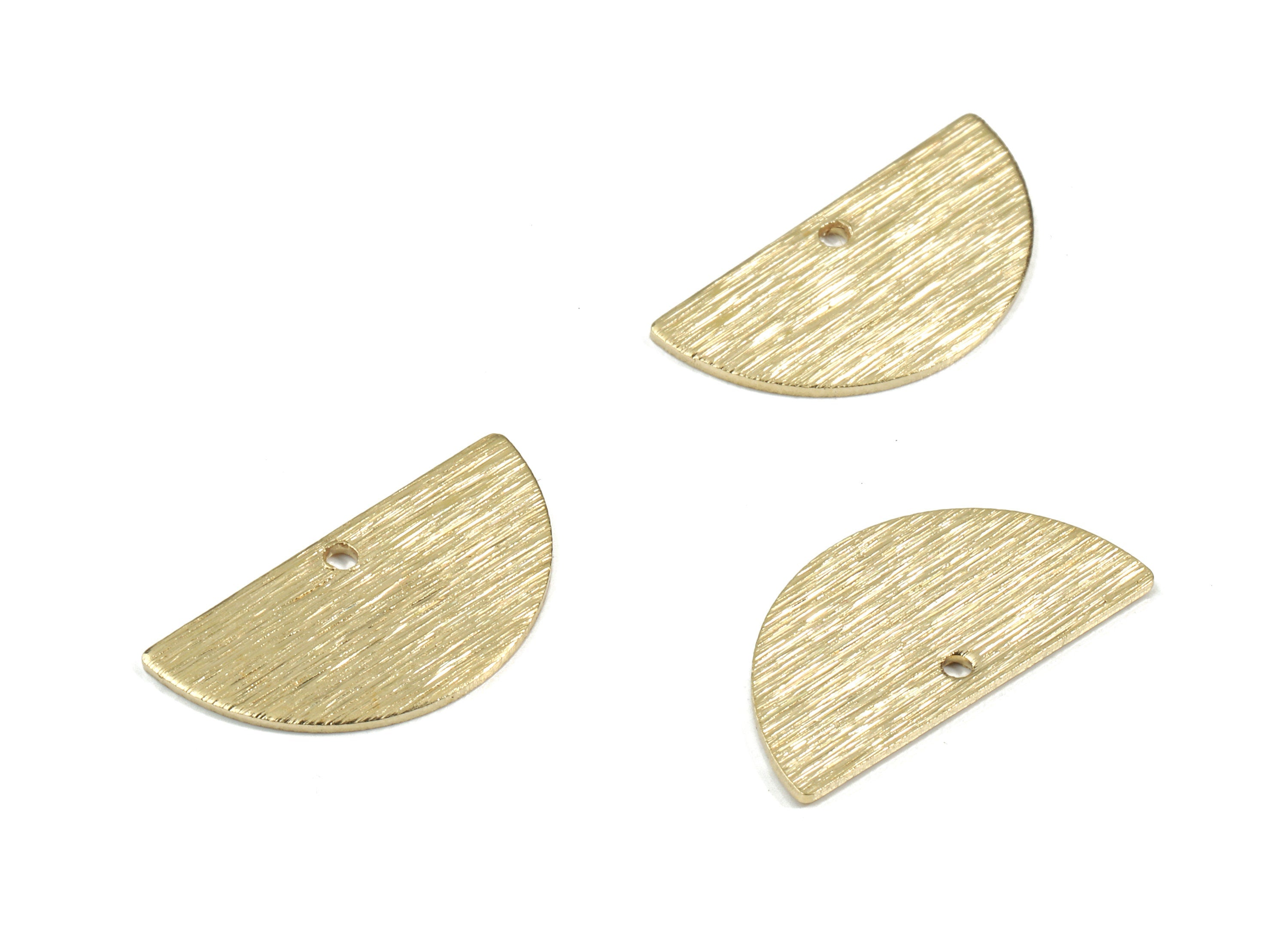 Brass Semi Circle Earring Charms - Raw Brass Half Moon Pendant - Textured Brass For Necklace - Jewellery Supplies - 21.1x10.5x0.8mm - PP3382 - DOMEDBAZAAR