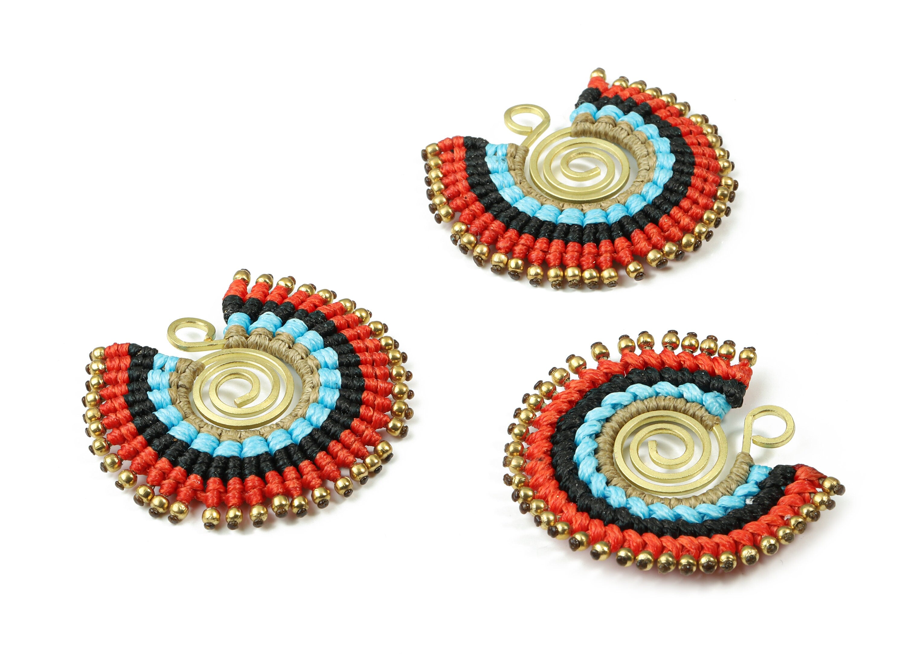 Tassels Macrame Earrings - Bohemian Tassel Earring - Gypsy Earrings - Tassel Findings  - Jewelry Supplies - 39.33x41.44x3.63mm - TS1137D - DOMEDBAZAAR