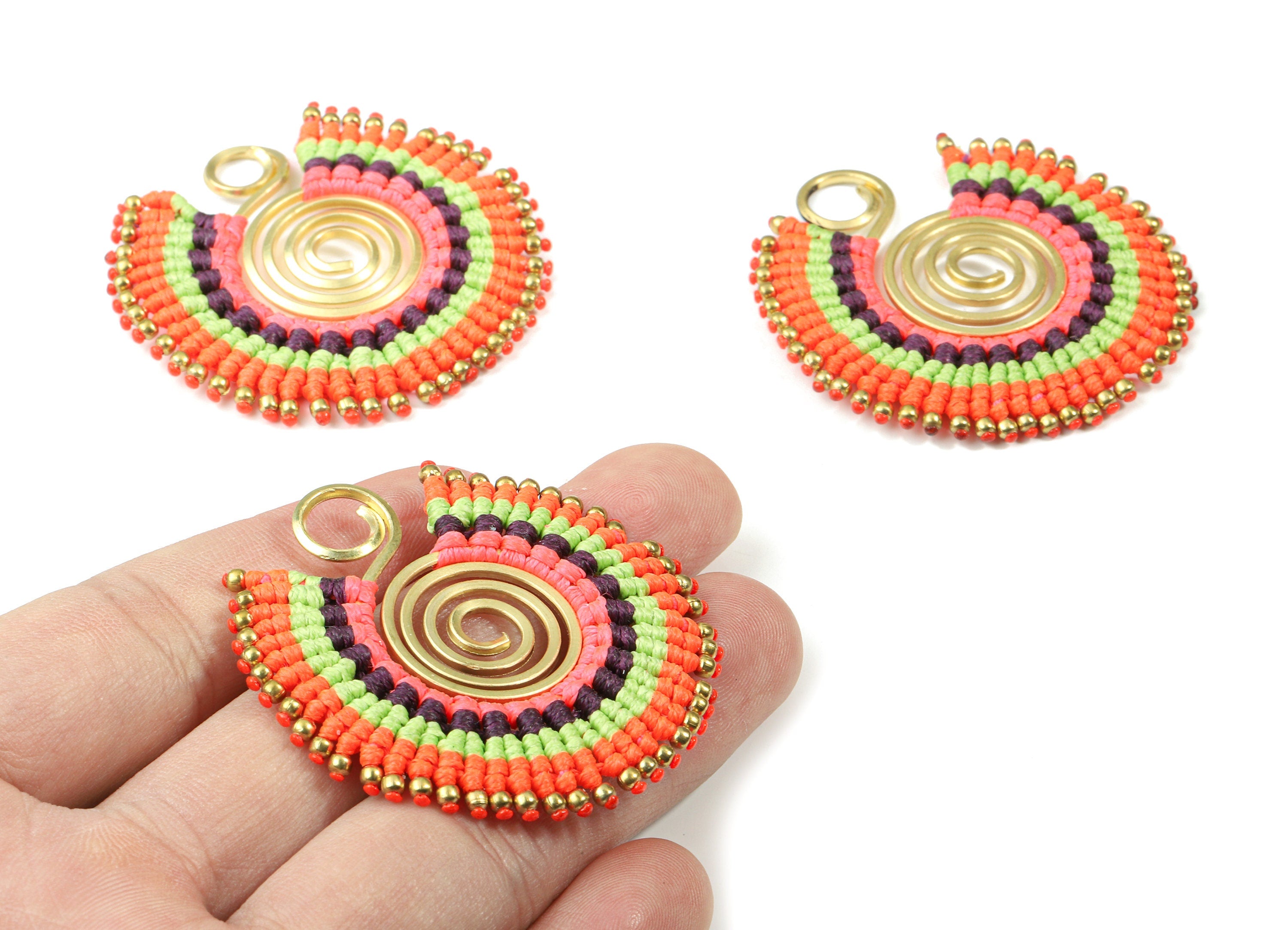 Tassels Macrame Earrings - Bohemian Tassel Earring - Gypsy Earrings - Tassel Findings  - Jewelry Supplies - 48.03x46.64x3.76mm - TS1138A - DOMEDBAZAAR