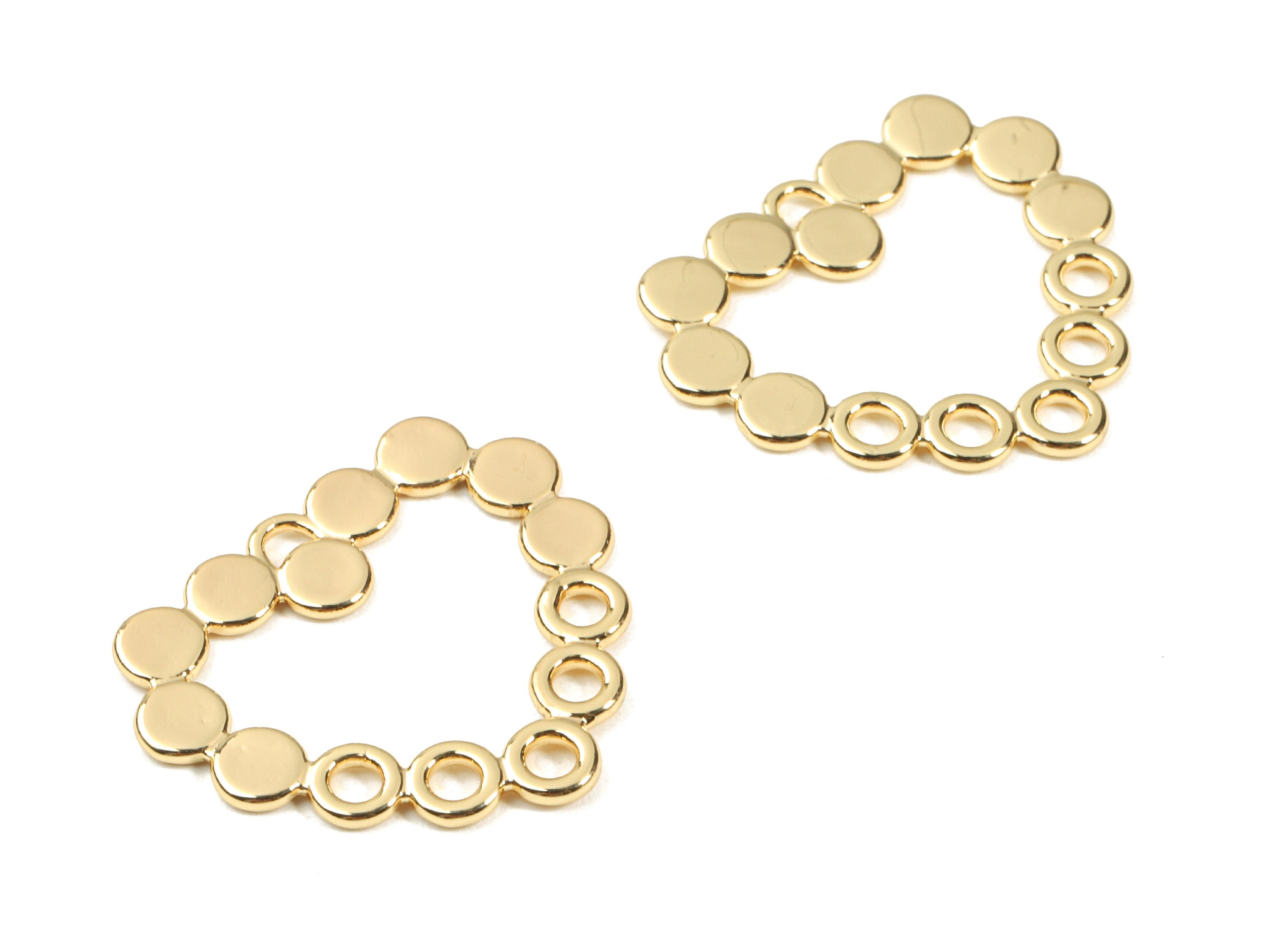 Brass Heart Earring Charms - Brass Heart Earring Pendant - 18K Real Gold Plating Brass - Jewelry Supplies - 28.28x24.92x1.32mm - RGP2345 - DOMEDBAZAAR