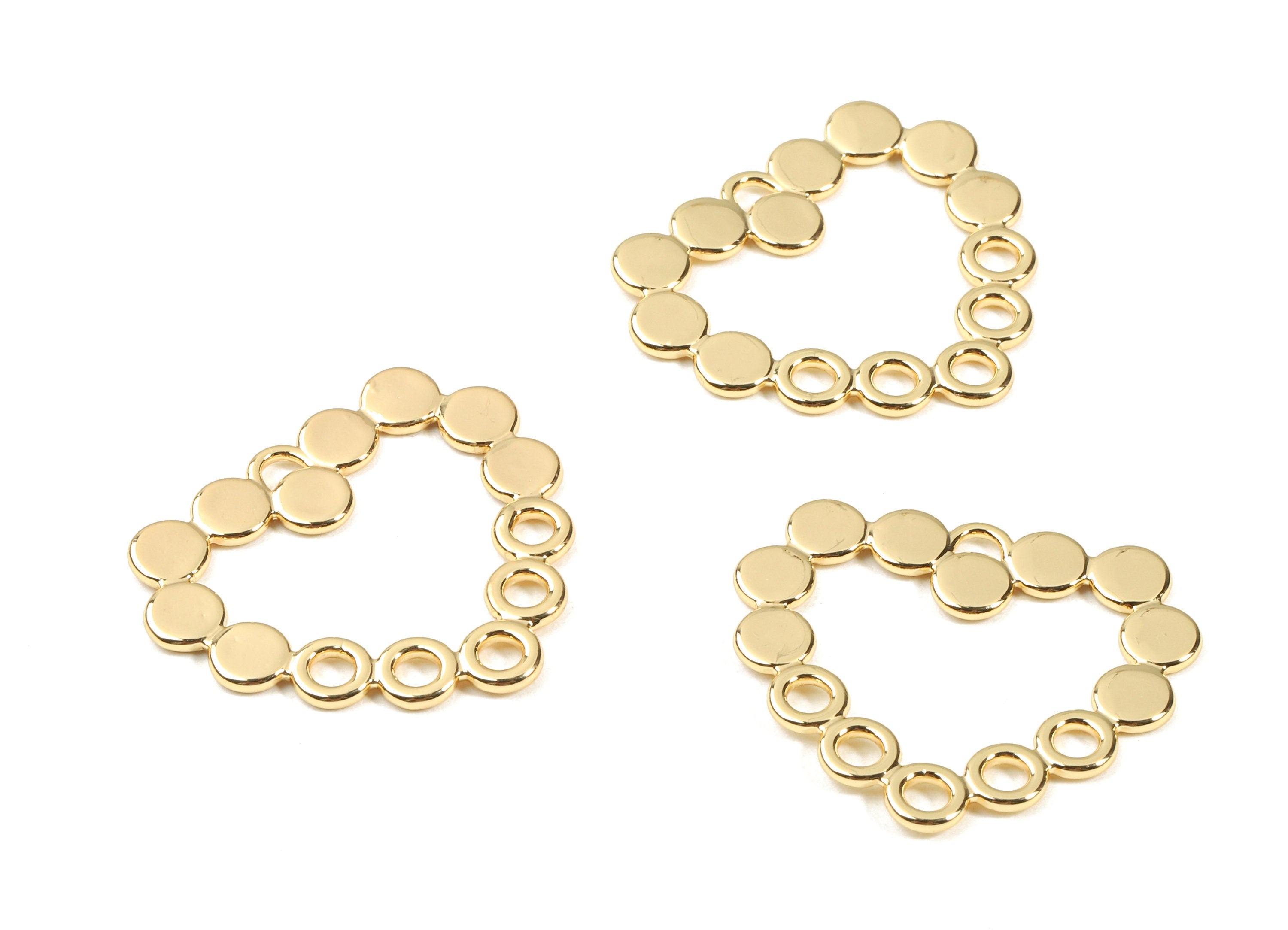 Brass Heart Earring Charms - Brass Heart Earring Pendant - 18K Real Gold Plating Brass - Jewelry Supplies - 28.28x24.92x1.32mm - RGP2345 - DOMEDBAZAAR