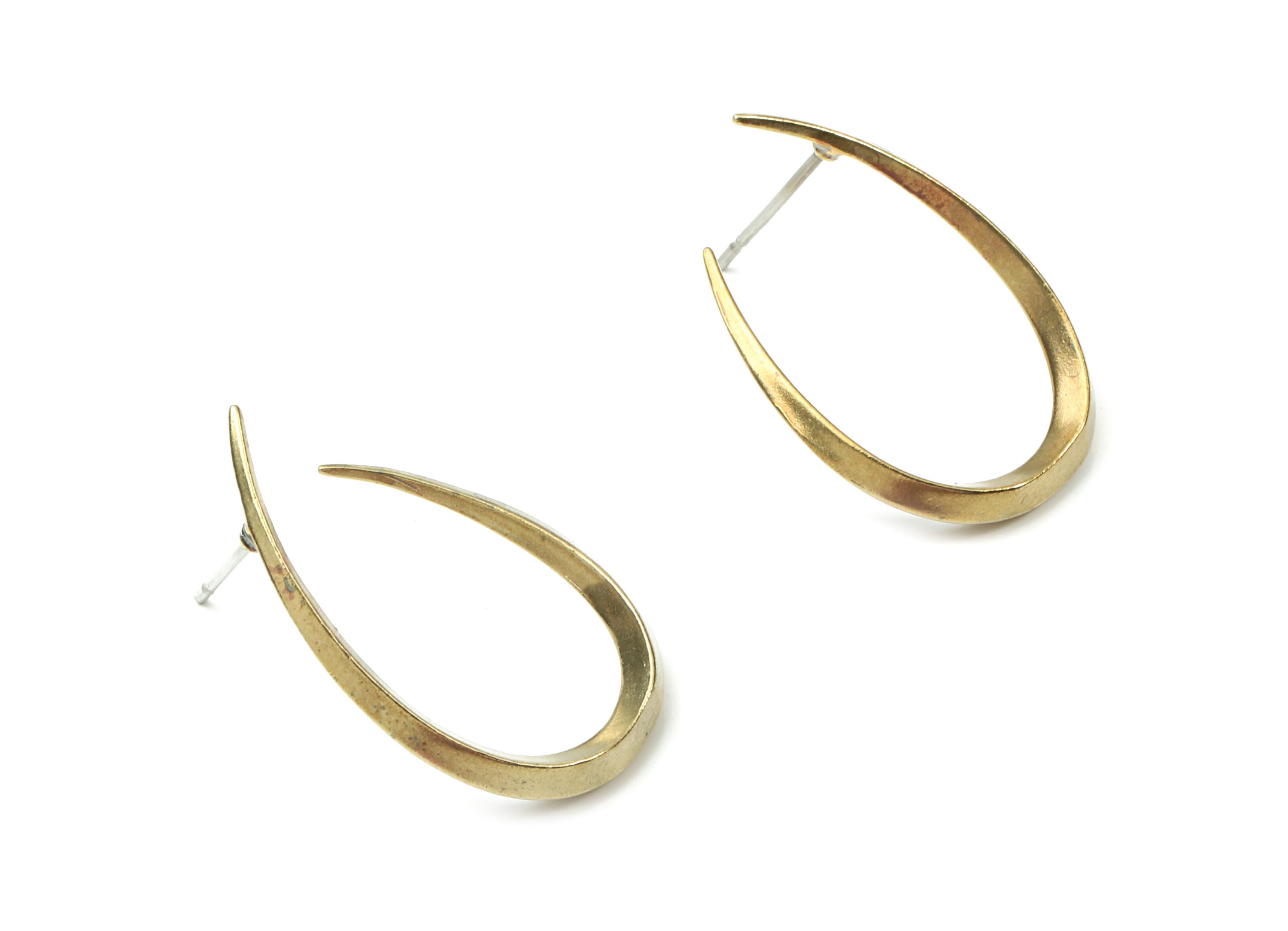 Brass Stud Wavy U Earring - Raw Brass Earring Post - Surgical Stud - Earring Post - Jewelry Supplies - 26.89x16.72x2.4mm - PP3298 - DOMEDBAZAAR