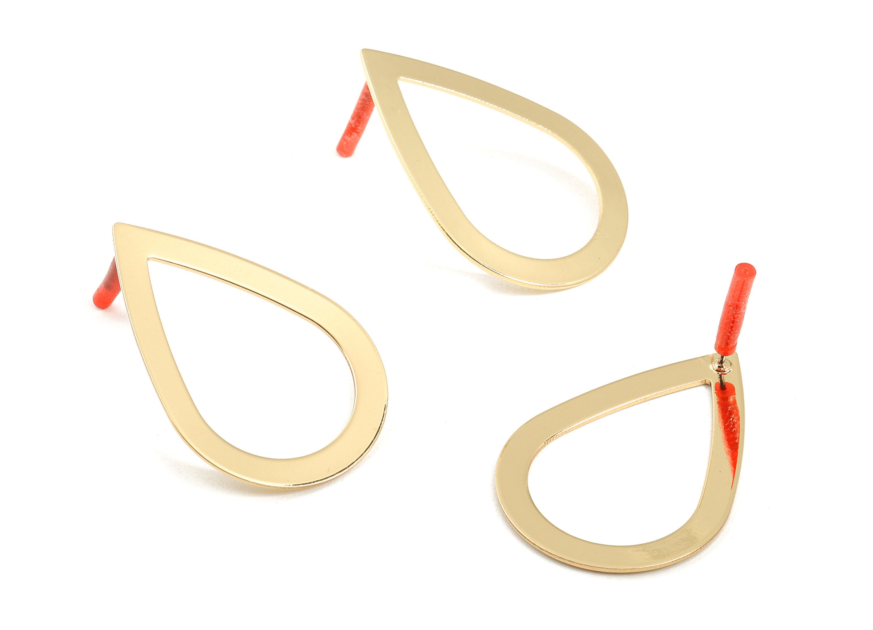 Brass Drop Earring Post - Brass Drop Earring Stud - Gold Tone Plated Brass - Earring Post - Jewelry Supplies - 40x27x0.8mm - PP3035 - DOMEDBAZAAR