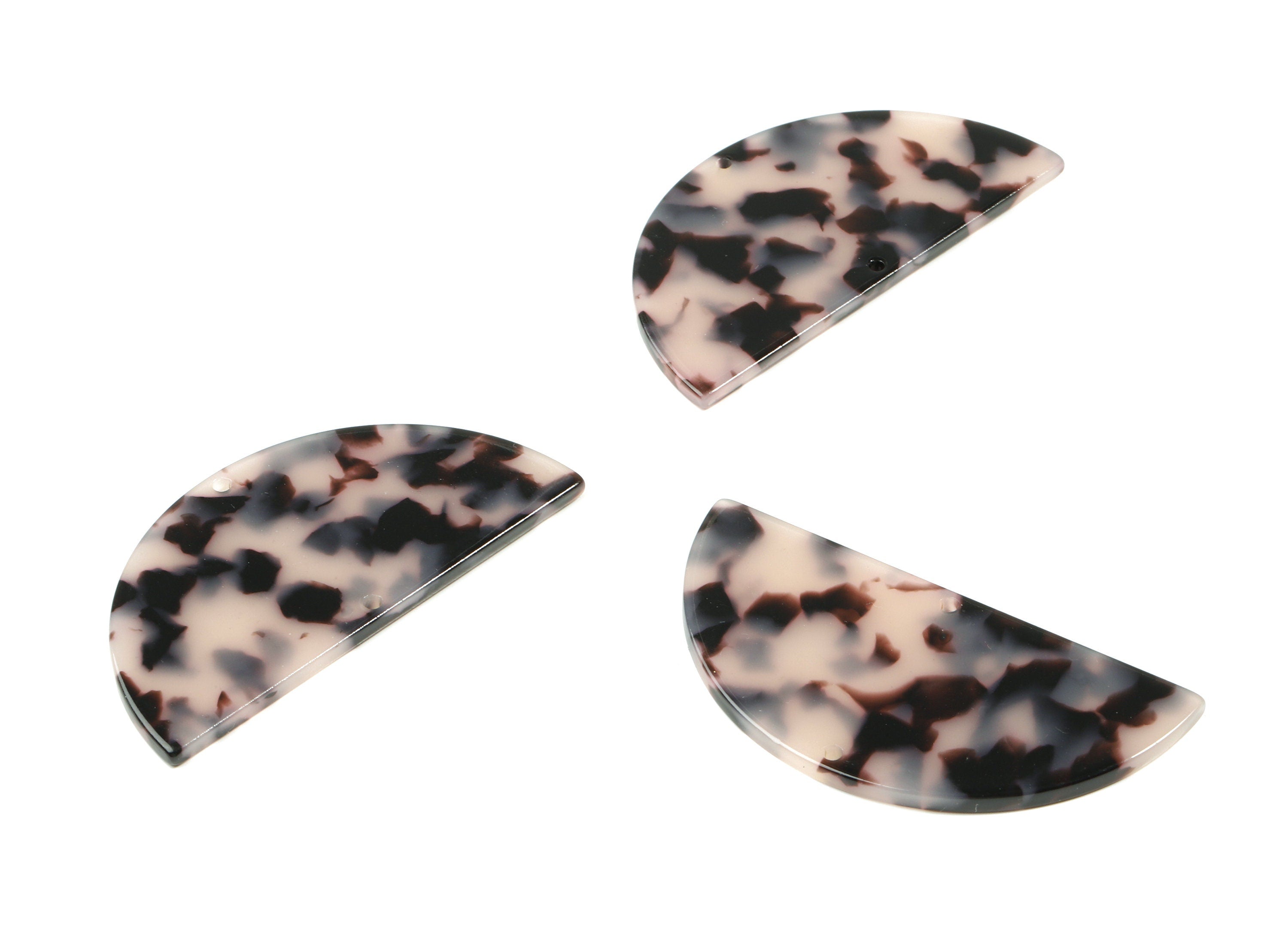 Acetate Semi Circle Earring Connector - Half Moon Connector For Earring Necklace - Color Code: A06 - 56.6x28.2x2.35mm - AC1827-A06 - DOMEDBAZAAR