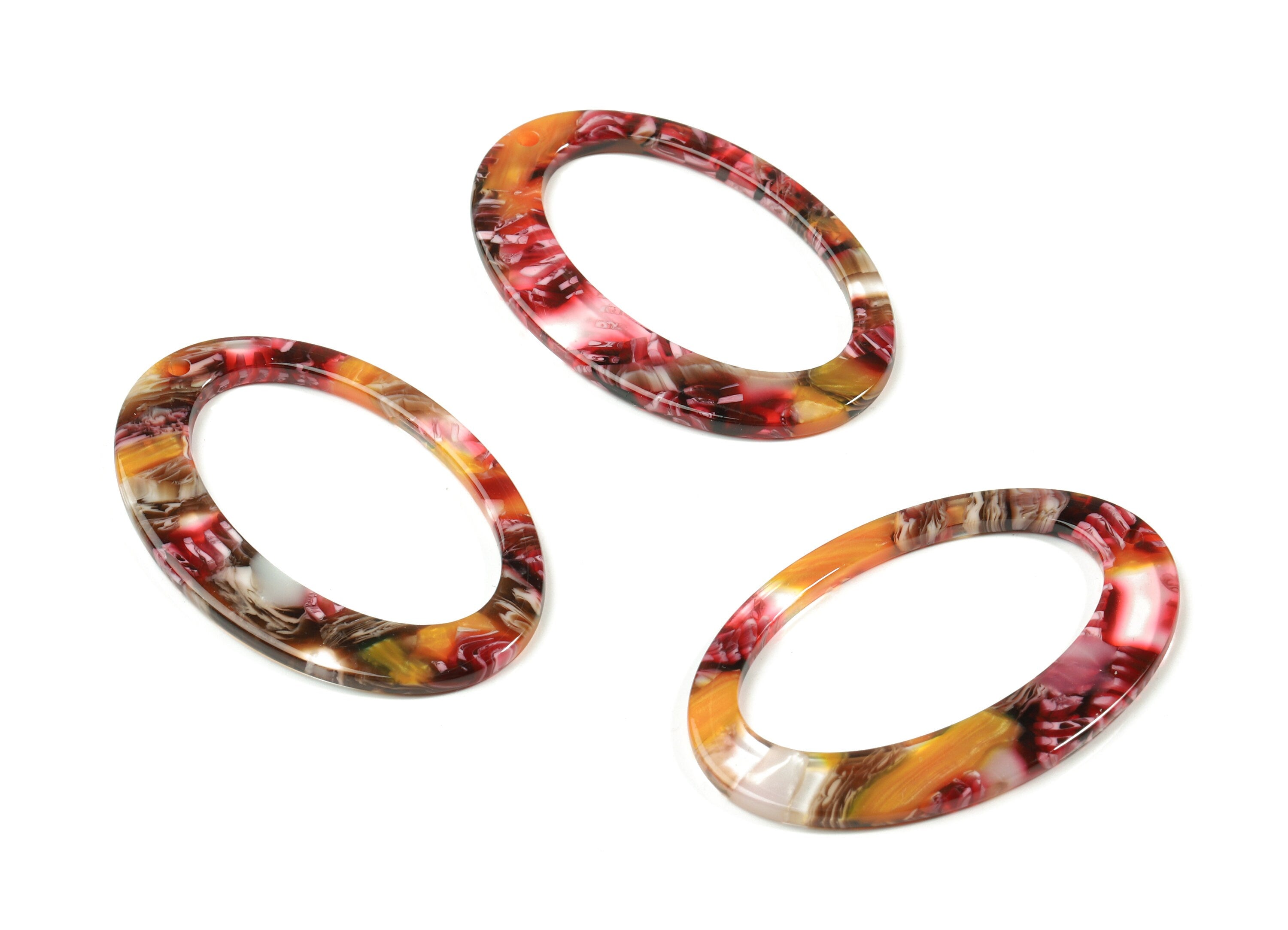 Acetate Oval Charms - Oval Earrings and Pendant - Earring Findings - Jewelry Supplies - Color Code: A373 - 45.15x29.2x2.59mm - AC1652-A373 - DOMEDBAZAAR