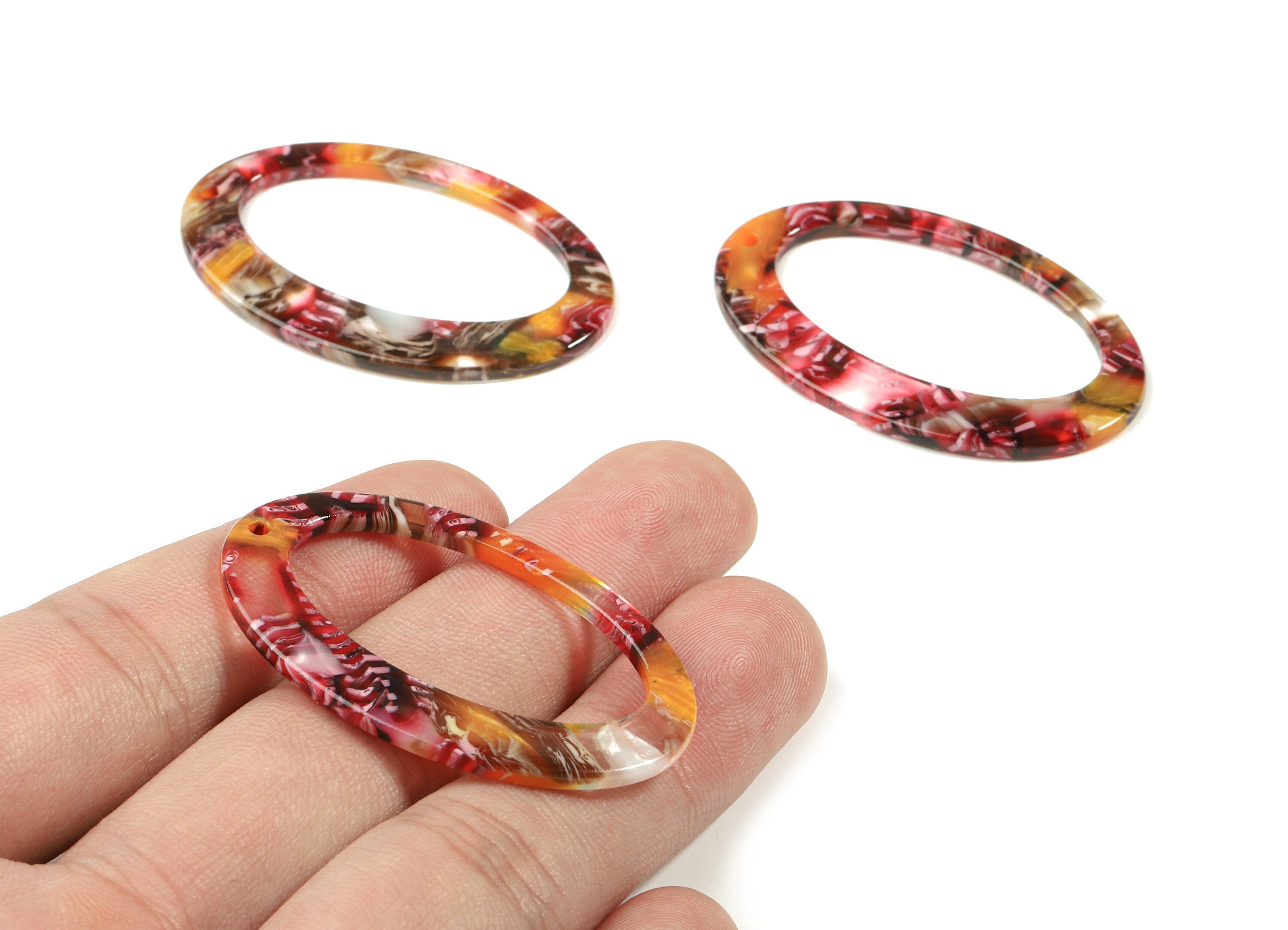 Acetate Oval Charms - Oval Earrings and Pendant - Earring Findings - Jewelry Supplies - Color Code: A373 - 45.15x29.2x2.59mm - AC1652-A373 - DOMEDBAZAAR