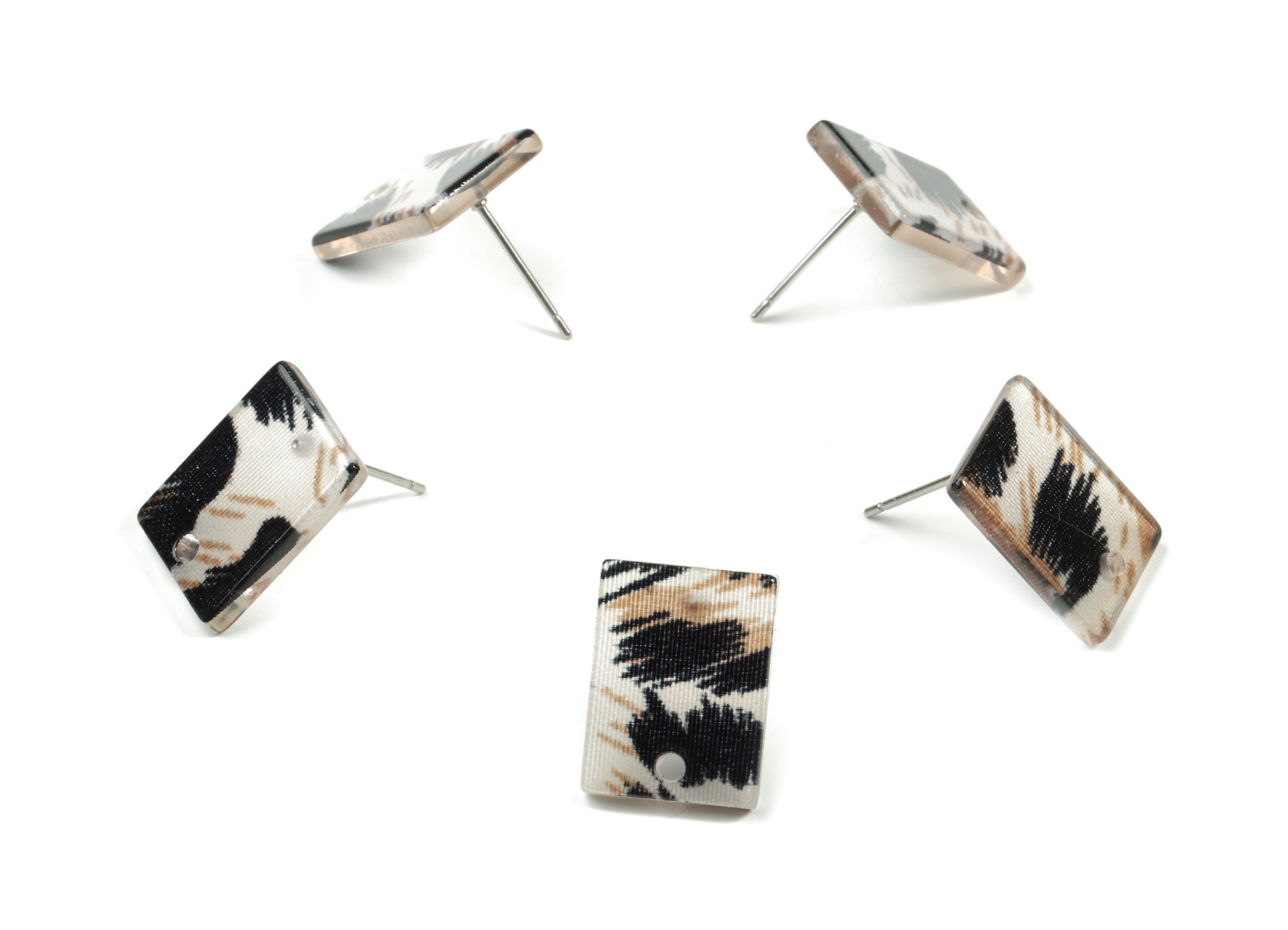 Acetate Rectangle Earring Stud - Rectangle Earring Post and Stud - Earring Findings - Color Code: A266 - 15.43x11.72x2.5mm- AC1663-A266 - DOMEDBAZAAR