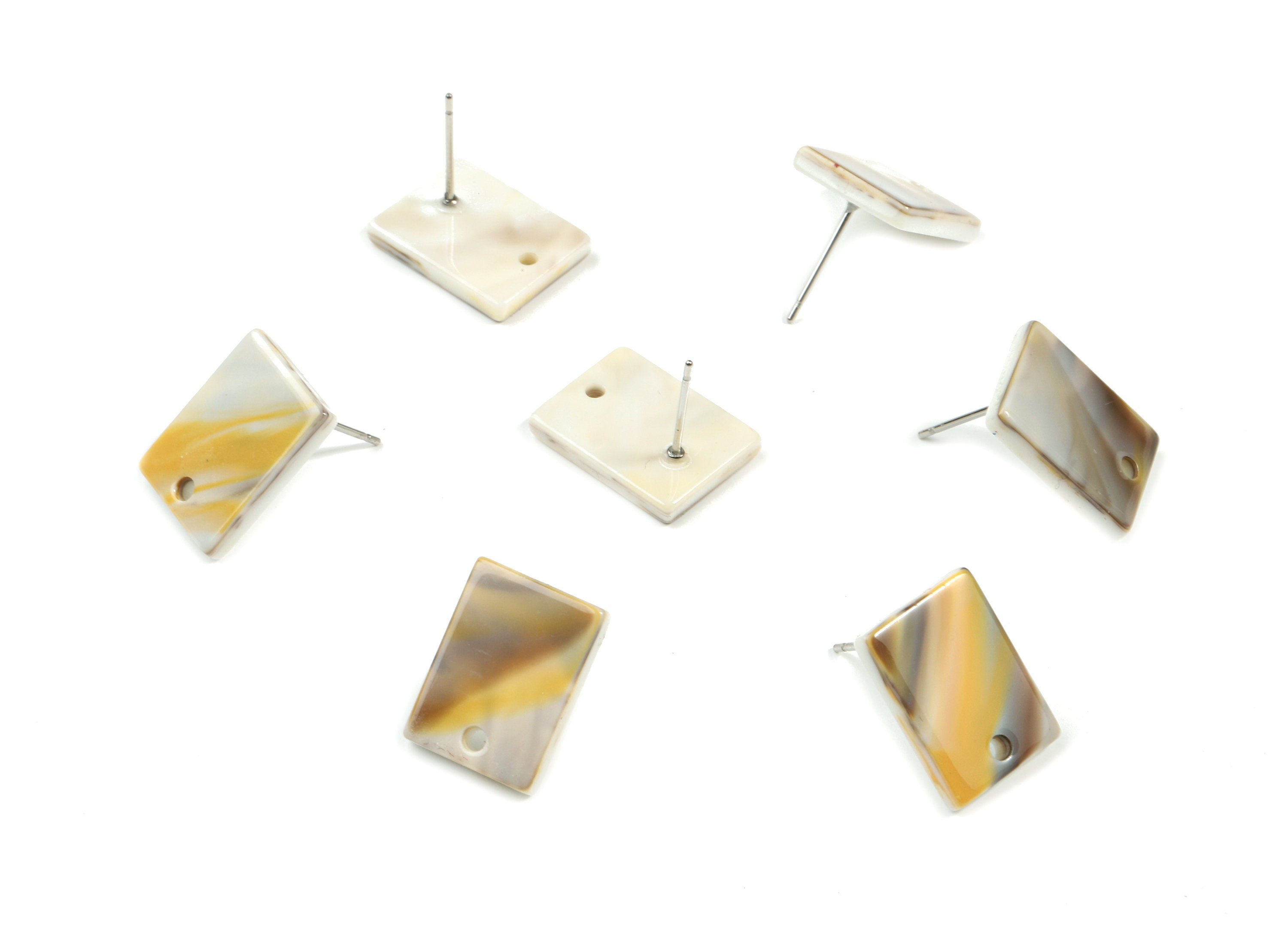 Acetate Rectangle Earring Stud - Rectangle Earring Post - Surgical Stud - Jewelry Supplies - Color Code: A452 - 15.5x12x2.5mm - AC1663-A452 - DOMEDBAZAAR