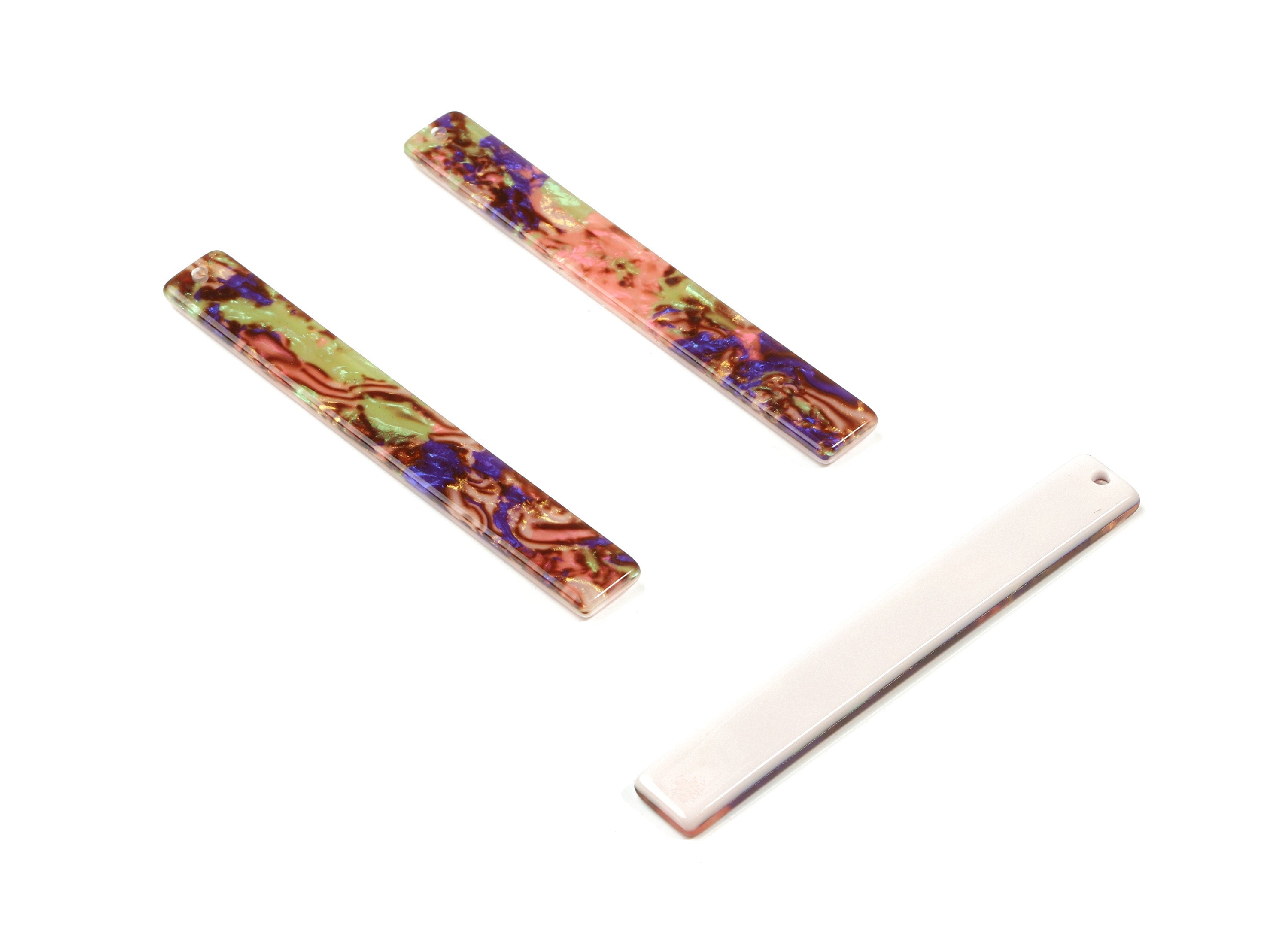 Acrylic Long Stick Earring Charms - Long Rectangle Pendant - Jewelry Supplies  - Color Code: A447 - 59.8x7.73x2.68mm - AC1049-A447 - DOMEDBAZAAR