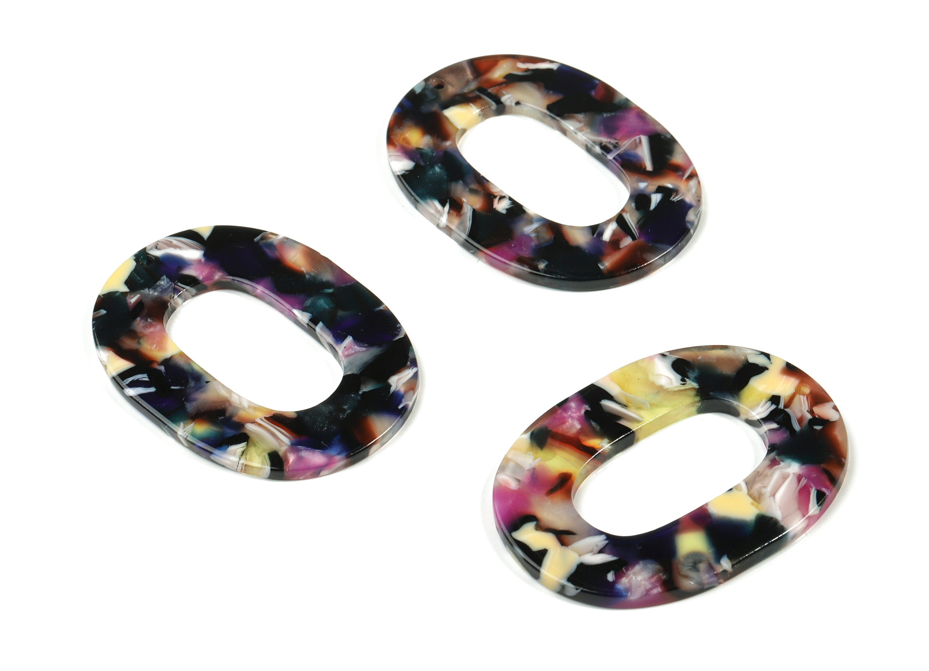 Acetate Oval Charms - Oval Earrings and Pendant - Earring Findings - Jewelry Supplies - Color Code: A11 - 46.67x34.35x2.62mm - AC1065-A11 - DOMEDBAZAAR